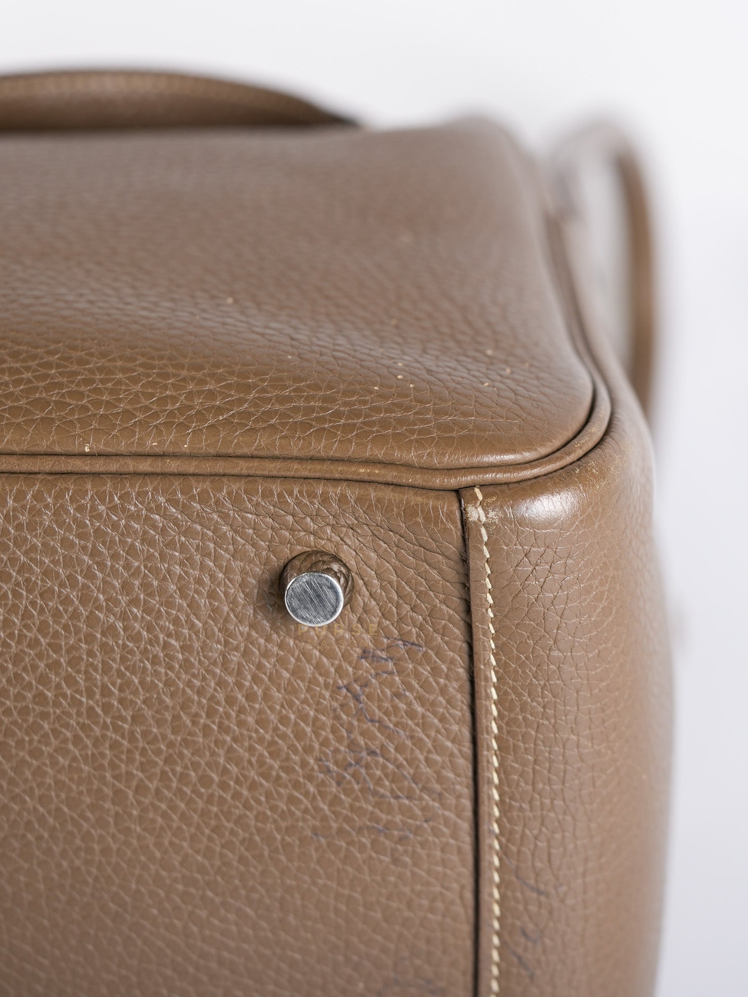 Lindy 30 in Etoupe Clemence Leather & Palladium Hardware Stamp A(2017) | Purse Maison Luxury Bags Shop