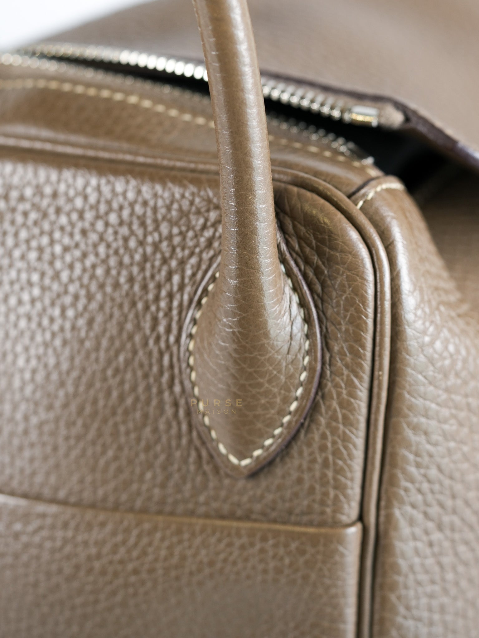 Lindy 30 in Etoupe Clemence Leather & Palladium Hardware Stamp A(2017) | Purse Maison Luxury Bags Shop