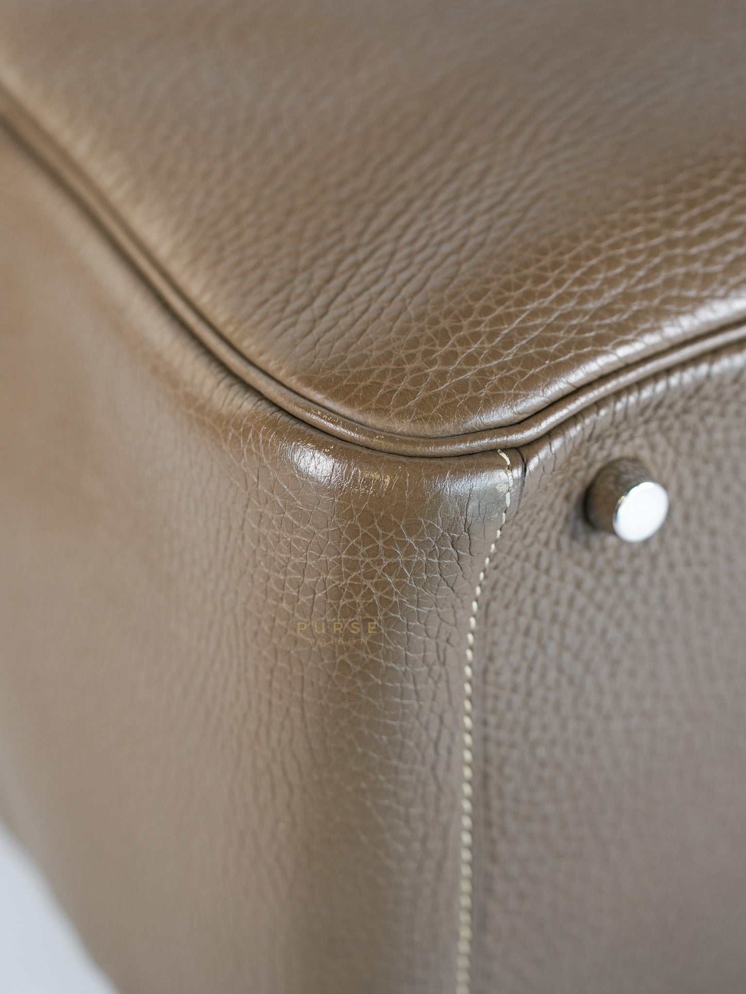 Lindy 30 in Etoupe Clemence Leather & Palladium Hardware Stamp A(2017) | Purse Maison Luxury Bags Shop