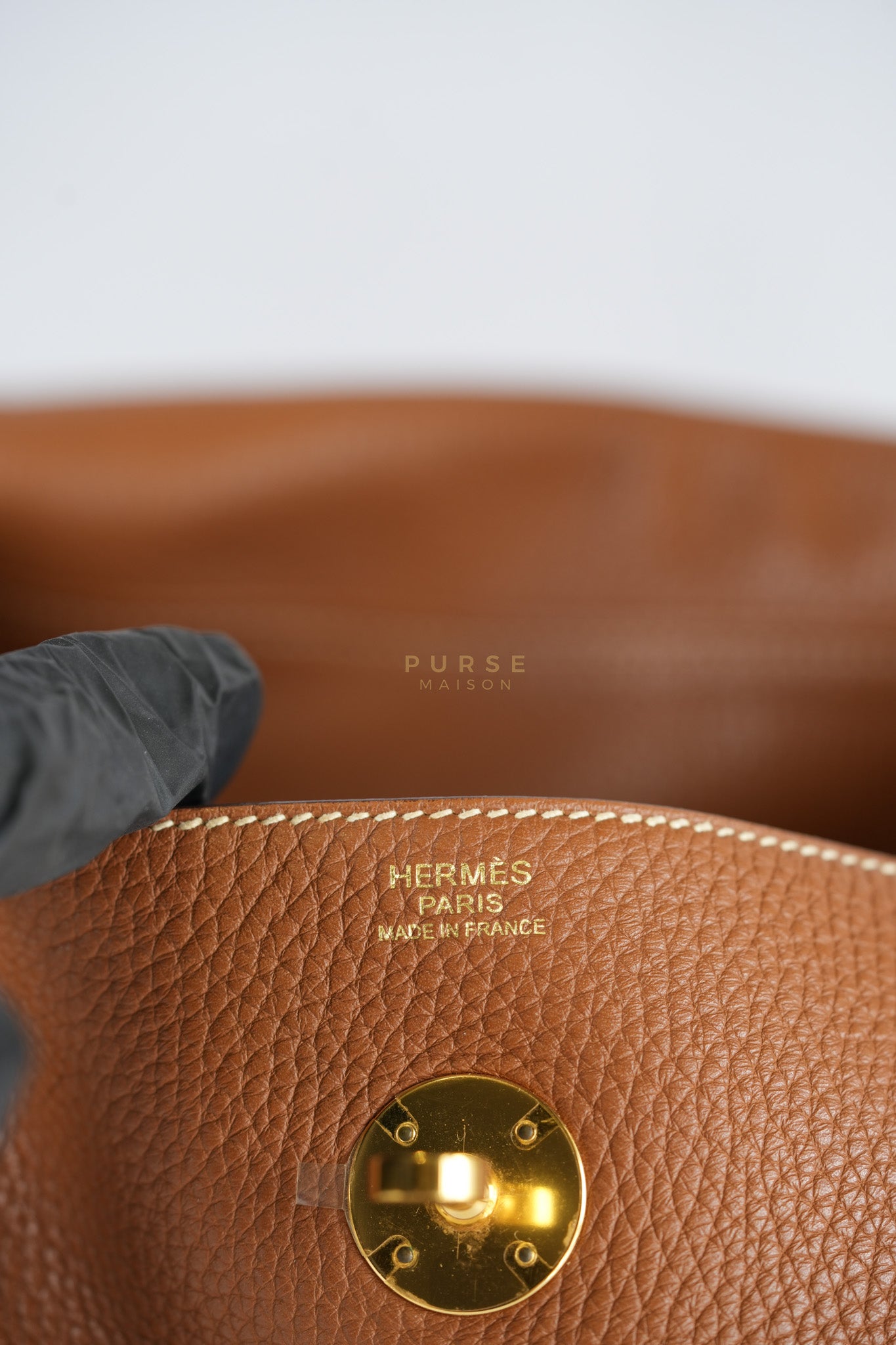 Lindy 30 in Gold Clemence Leather Gold Hardware Stamp A(2017) | Purse Maison Luxury Bags Shop