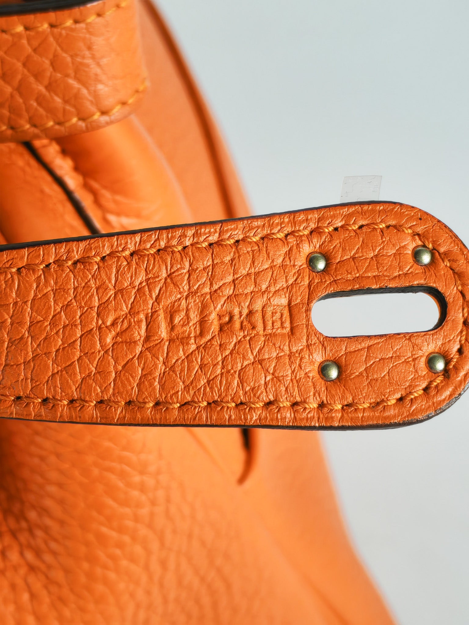 Lindy 36 in Feu (Orange) Clemence Leather and Palladium Hardware Stamp Square R (2014) | Purse Maison Luxury Bags Shop