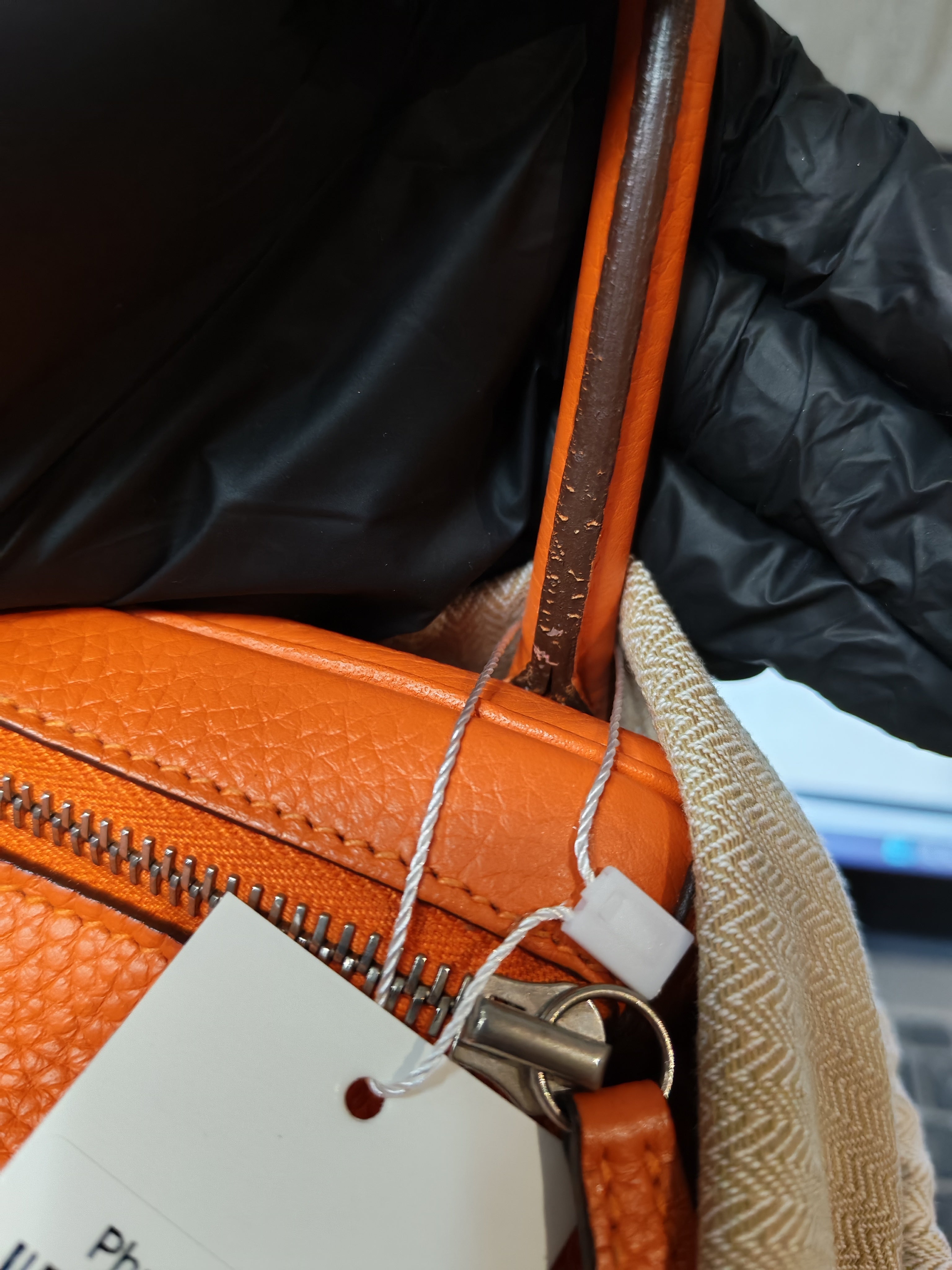 Lindy 36 in Feu (Orange) Clemence Leather and Palladium Hardware Stamp Square R (2014) | Purse Maison Luxury Bags Shop