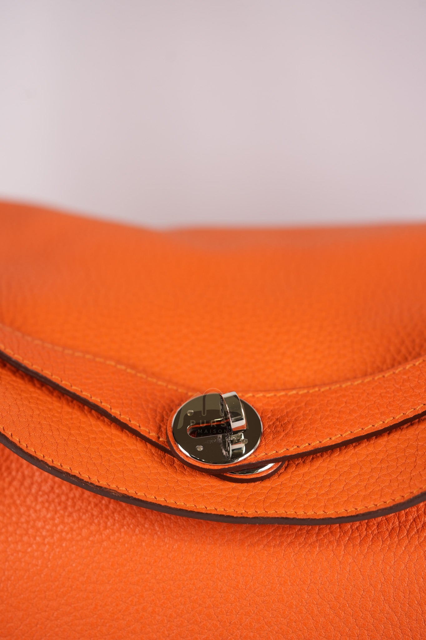 Lindy 34 in Orange Clemence Leather Palladium Hardware Stamp T(2015) | Purse Maison Luxury Bags Shop