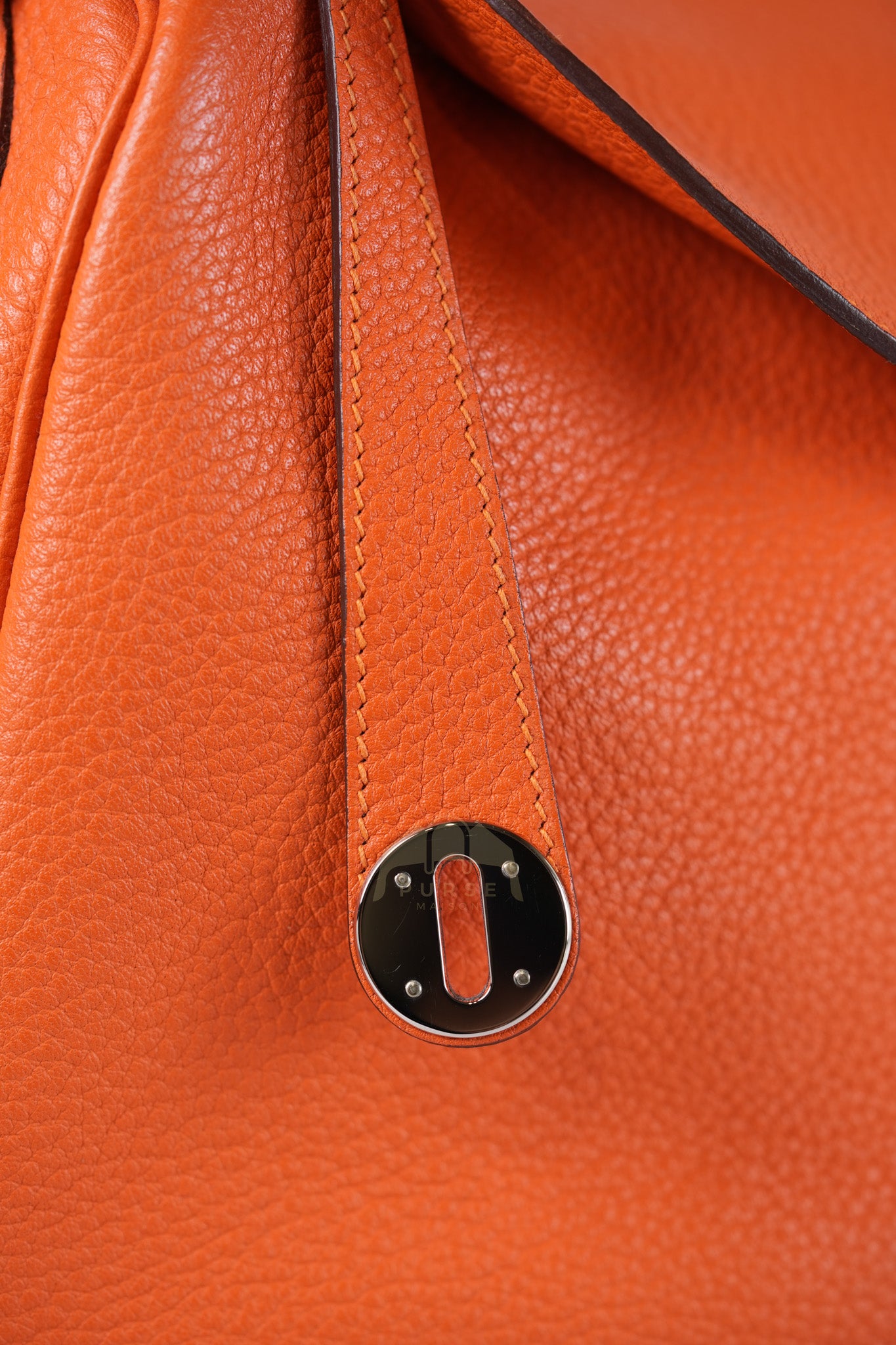 Lindy 34 in Orange Clemence Leather Palladium Hardware Stamp T(2015) | Purse Maison Luxury Bags Shop