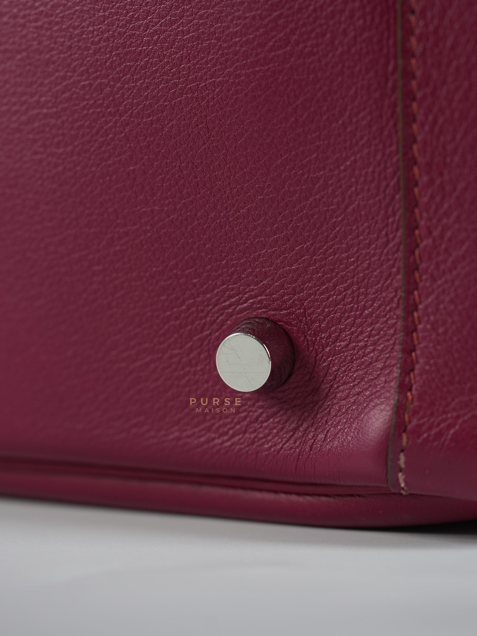 Lindy 34 in Vibrant Magenta Swift Leather & Palladium Hardware Stamp Square O (2011) | Purse Maison Luxury Bags Shop