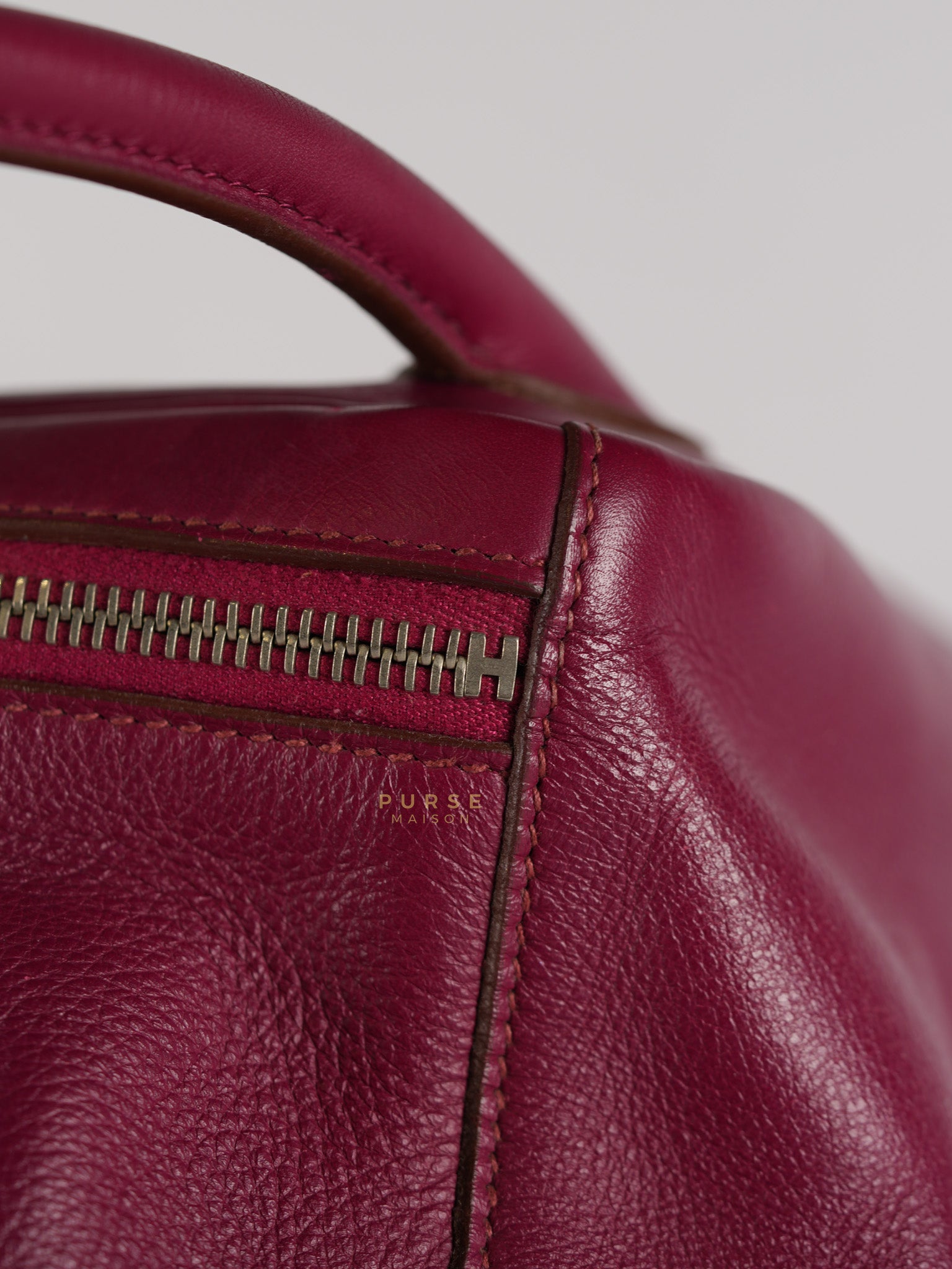 Lindy 34 in Vibrant Magenta Swift Leather & Palladium Hardware Stamp Square O (2011) | Purse Maison Luxury Bags Shop