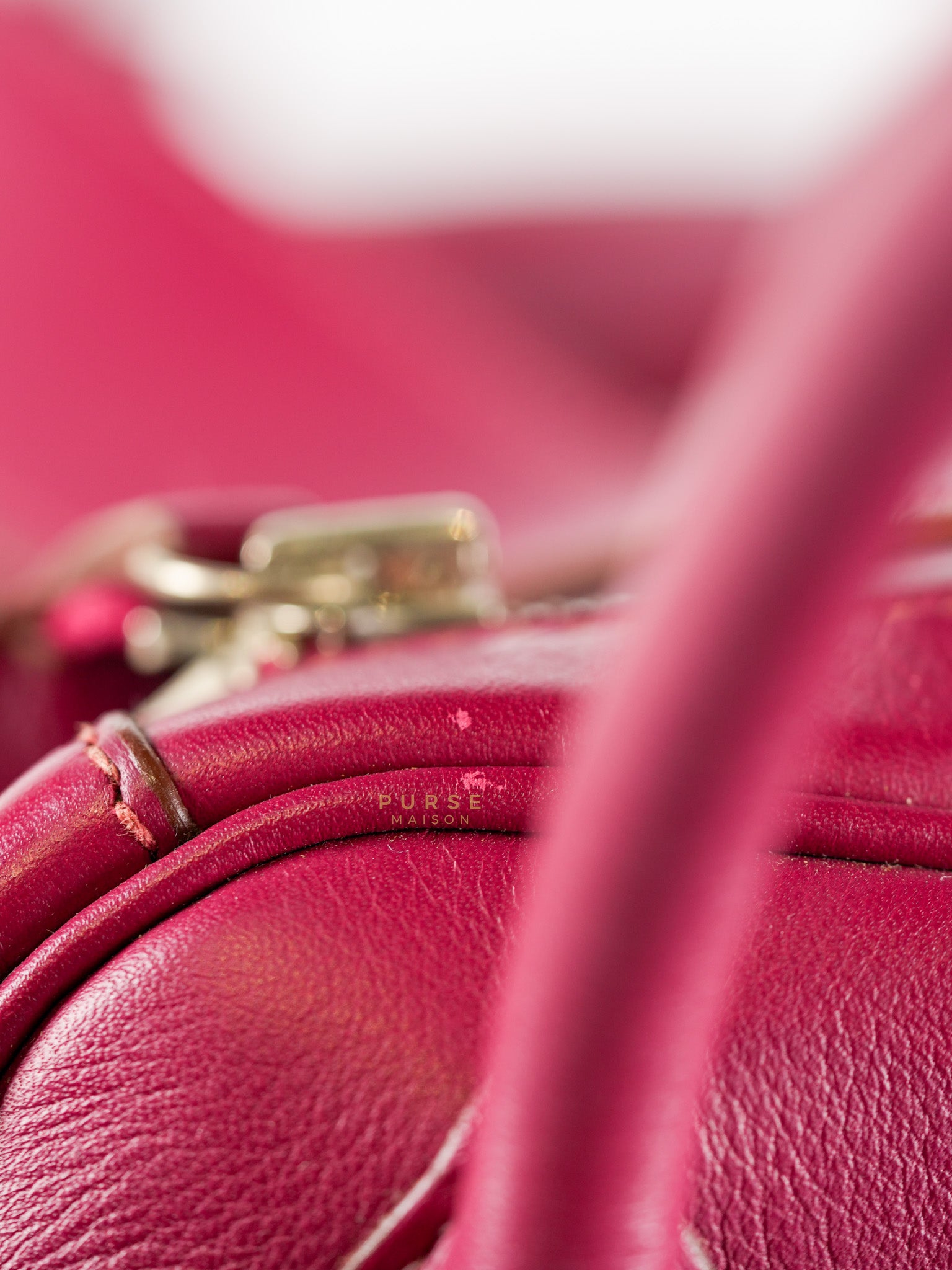 Lindy 34 in Vibrant Magenta Swift Leather & Palladium Hardware Stamp Square O (2011) | Purse Maison Luxury Bags Shop