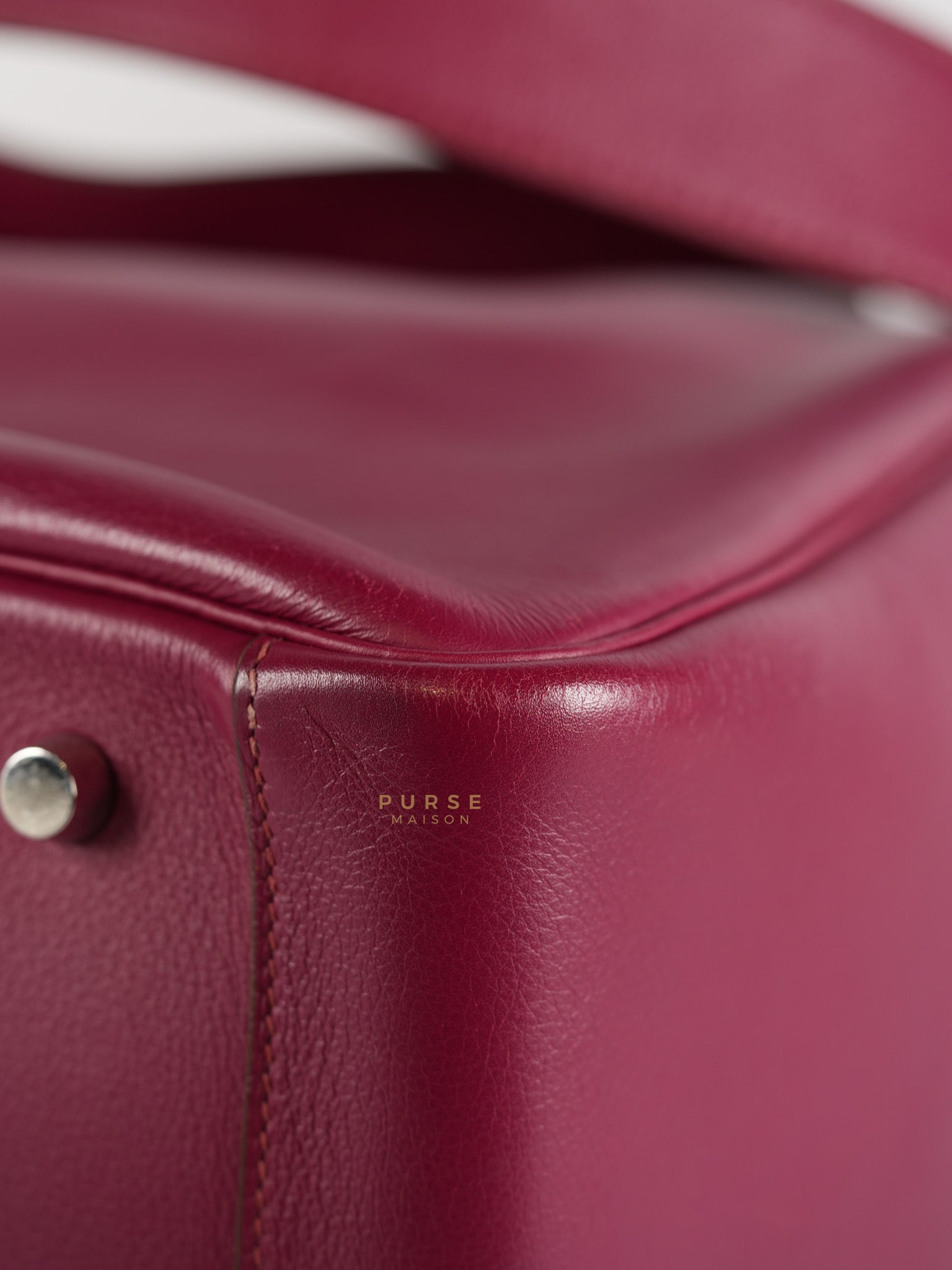 Lindy 34 in Vibrant Magenta Swift Leather & Palladium Hardware Stamp Square O (2011) | Purse Maison Luxury Bags Shop