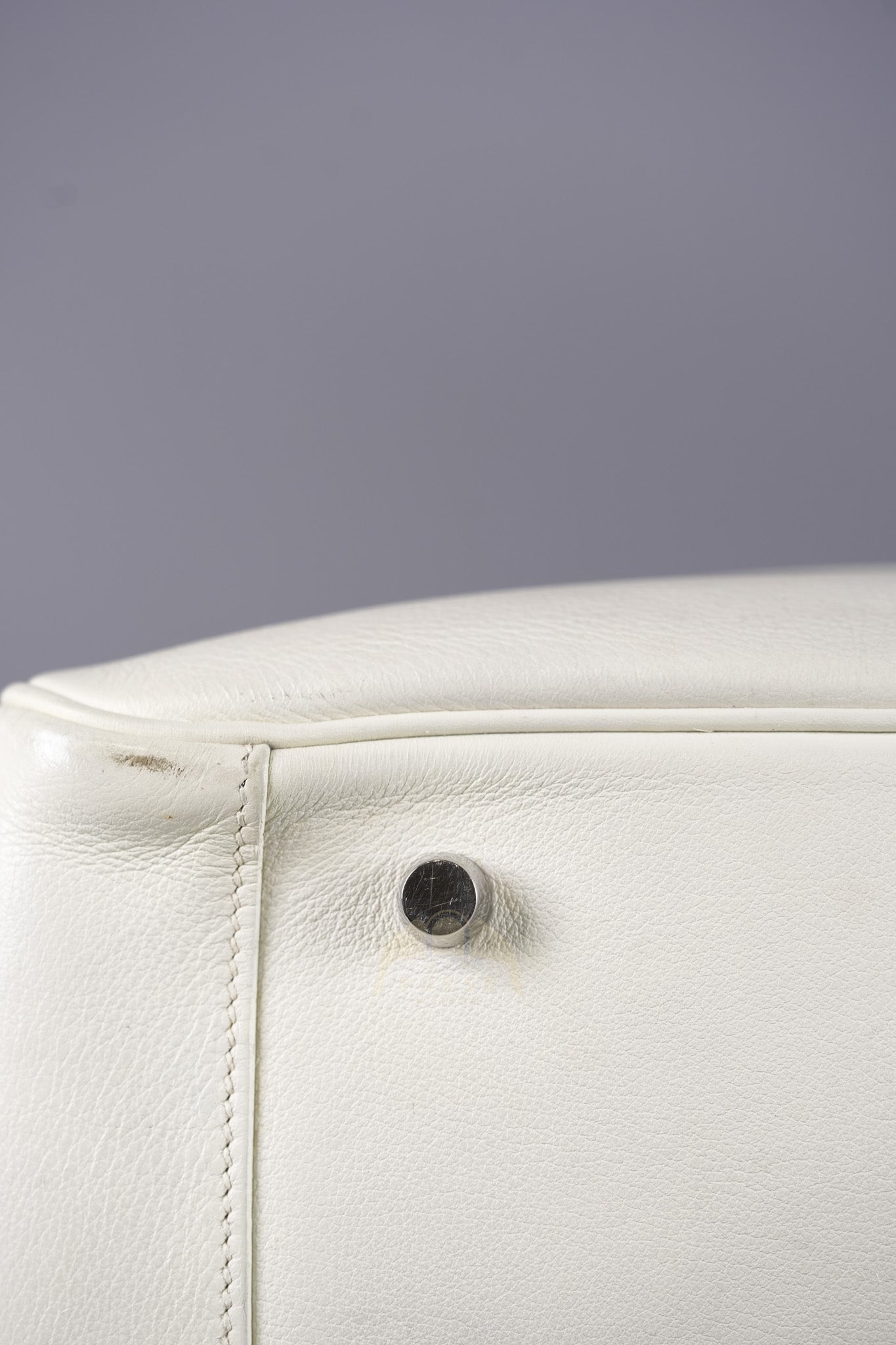 Lindy 30 in White Evercolor Leather & Palladium Hardware Stamp Square K (2007) | Purse Maison Luxury Bags Shop