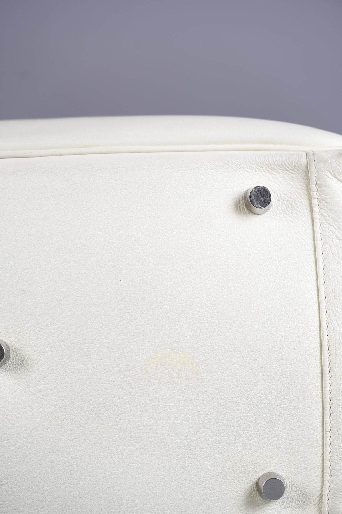 Lindy 30 in White Evercolor Leather & Palladium Hardware Stamp Square K (2007) | Purse Maison Luxury Bags Shop