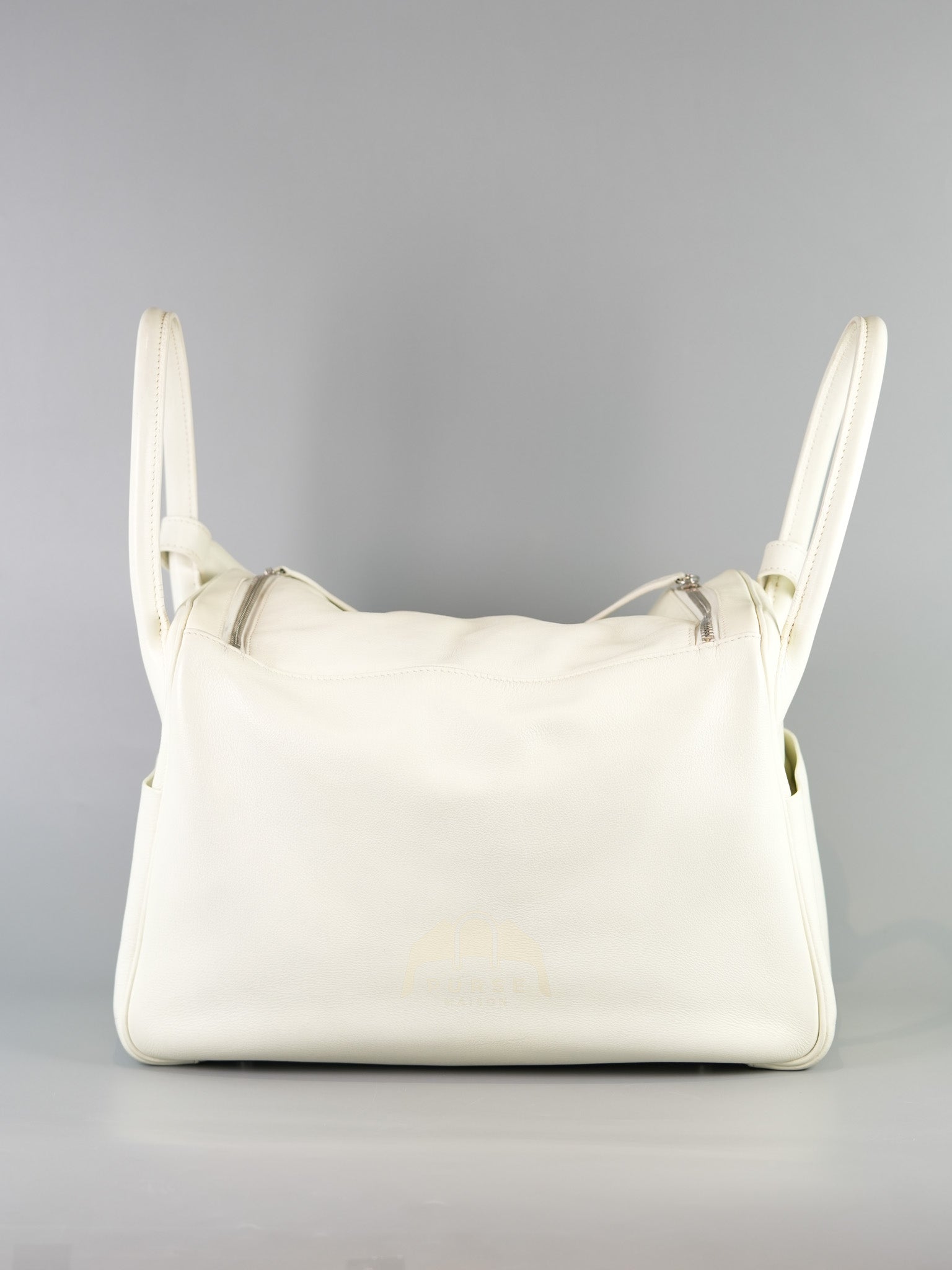 Lindy 30 in White Evercolor Leather & Palladium Hardware Stamp Square K (2007) | Purse Maison Luxury Bags Shop
