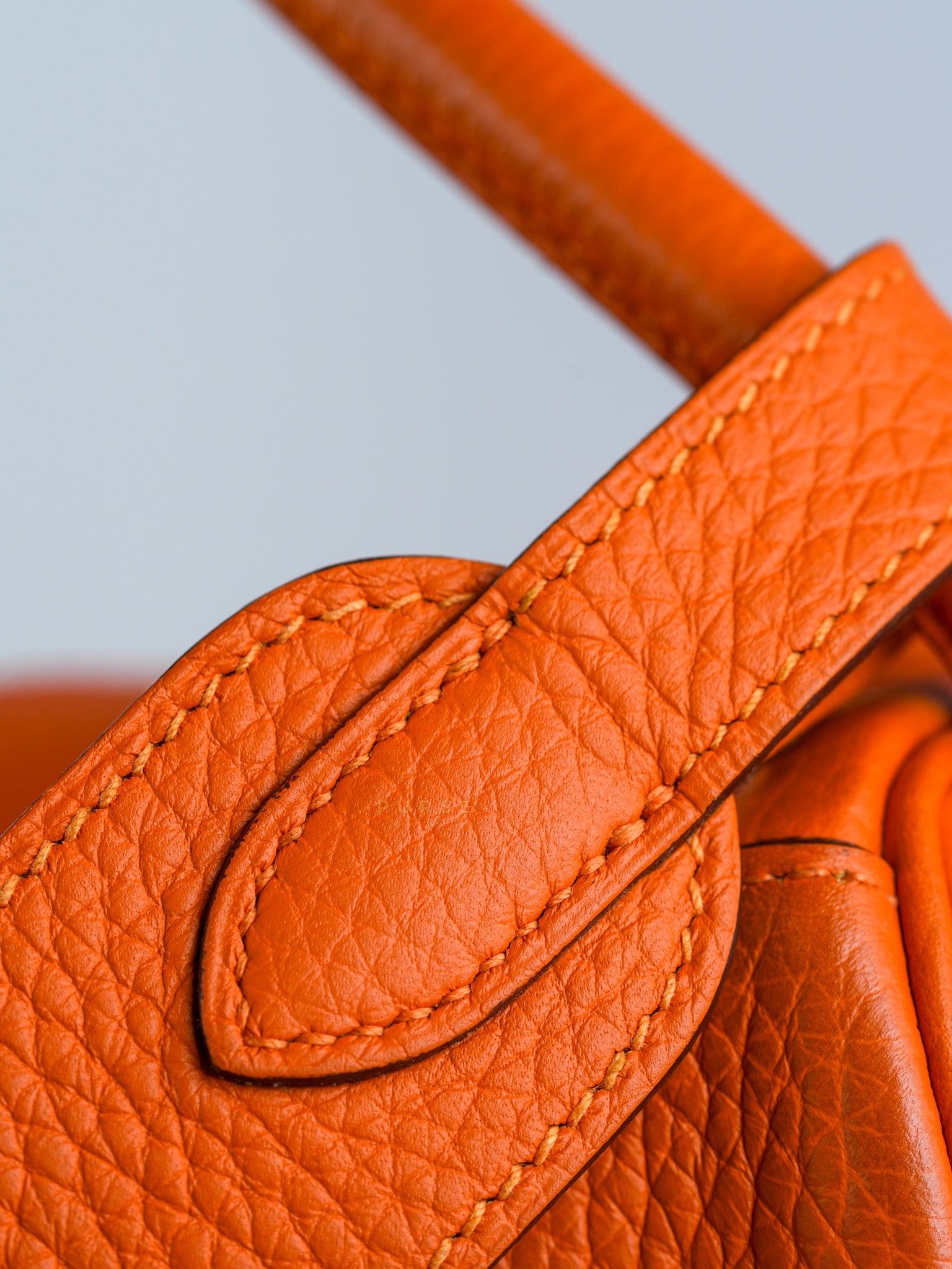 Lindy 34 Orange Clemence Leather and Palladium Hardware Stamp Square O (2011) | Purse Maison Luxury Bags Shop