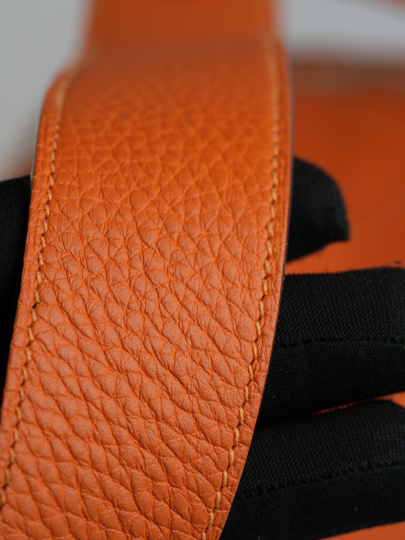 Lindy 34 Orange Clemence Leather and Palladium Hardware Stamp Square O (2011) | Purse Maison Luxury Bags Shop