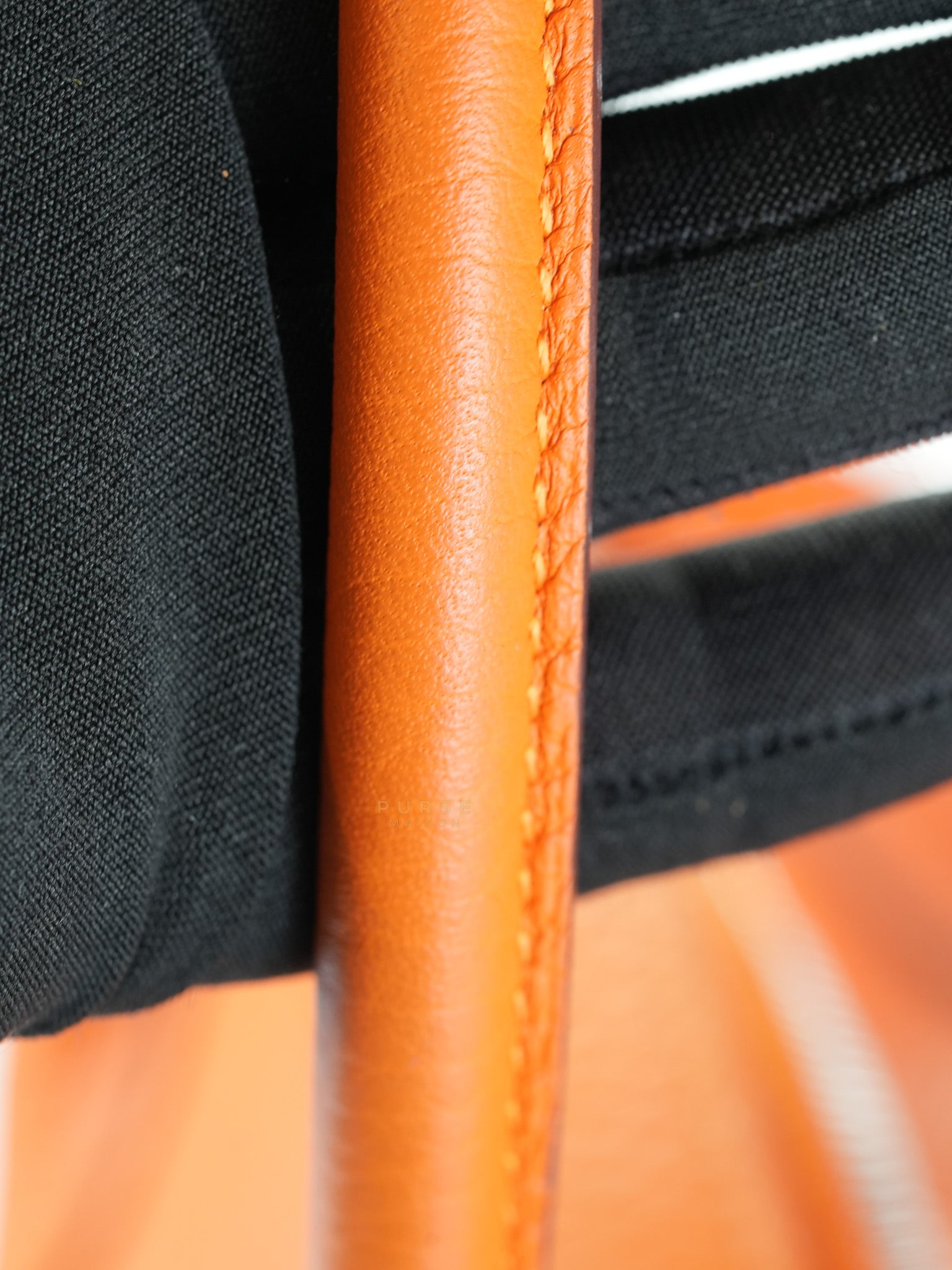 Lindy 34 Orange Clemence Leather and Palladium Hardware Stamp Square O (2011) | Purse Maison Luxury Bags Shop