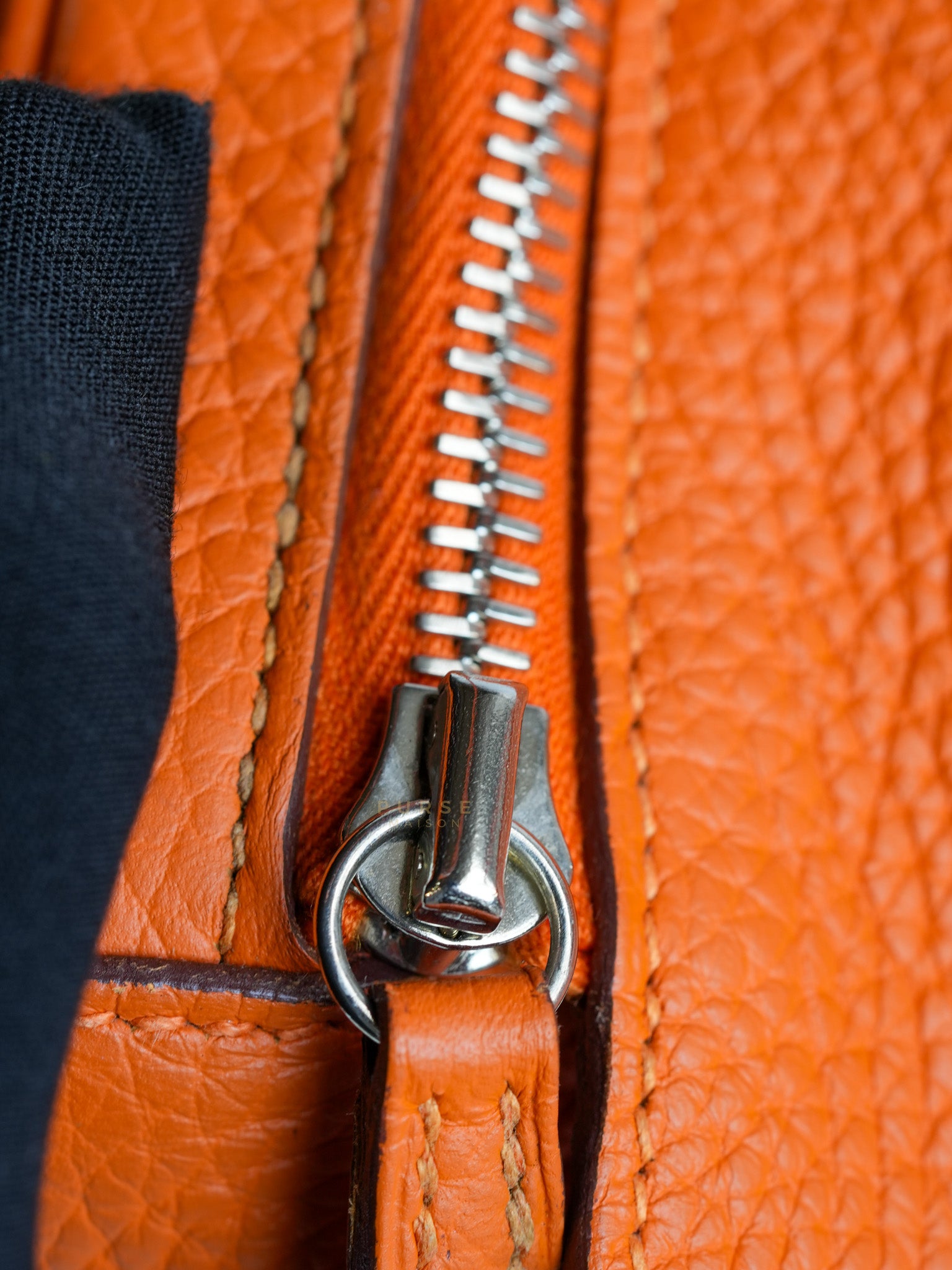 Lindy 34 Orange Clemence Leather and Palladium Hardware Stamp Square O (2011) | Purse Maison Luxury Bags Shop