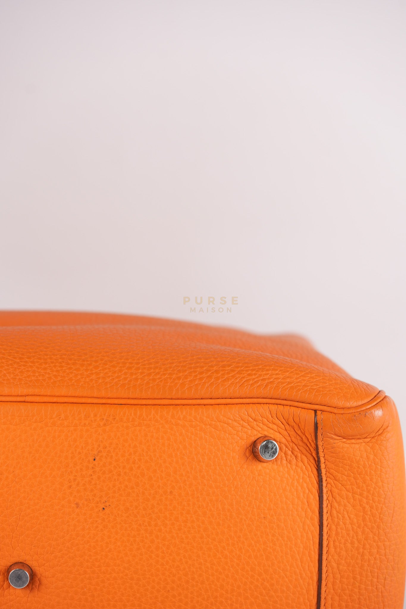 Lindy 36 Orange Clemence Leather Palladium Hardware Stamp Square O(2011) | Purse Maison Luxury Bags Shop