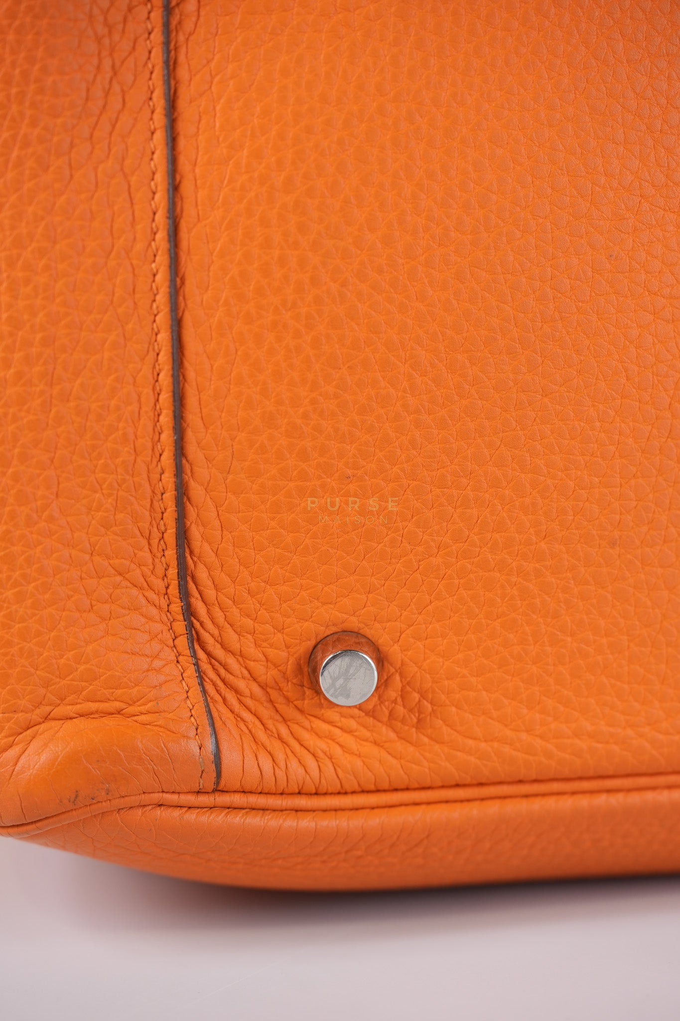 Lindy 36 Orange Clemence Leather Palladium Hardware Stamp Square O(2011) | Purse Maison Luxury Bags Shop