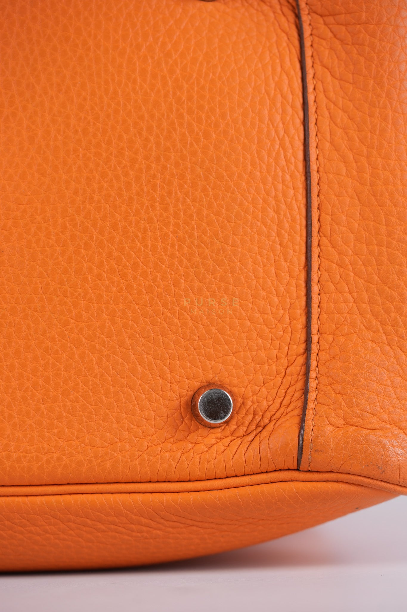 Lindy 36 Orange Clemence Leather Palladium Hardware Stamp Square O(2011) | Purse Maison Luxury Bags Shop