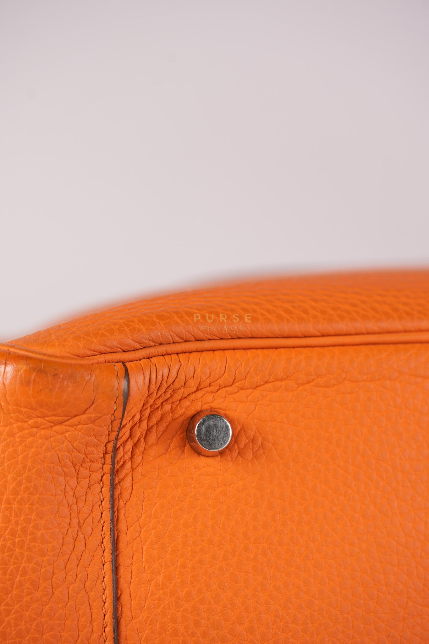 Lindy 36 Orange Clemence Leather Palladium Hardware Stamp Square O(2011) | Purse Maison Luxury Bags Shop