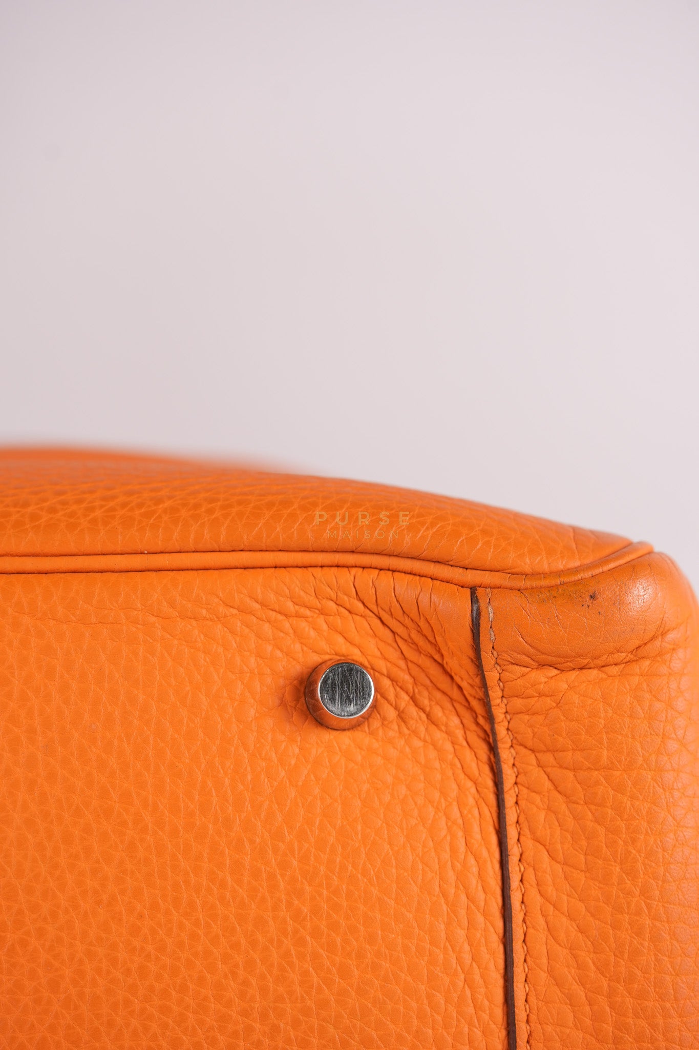 Lindy 36 Orange Clemence Leather Palladium Hardware Stamp Square O(2011) | Purse Maison Luxury Bags Shop