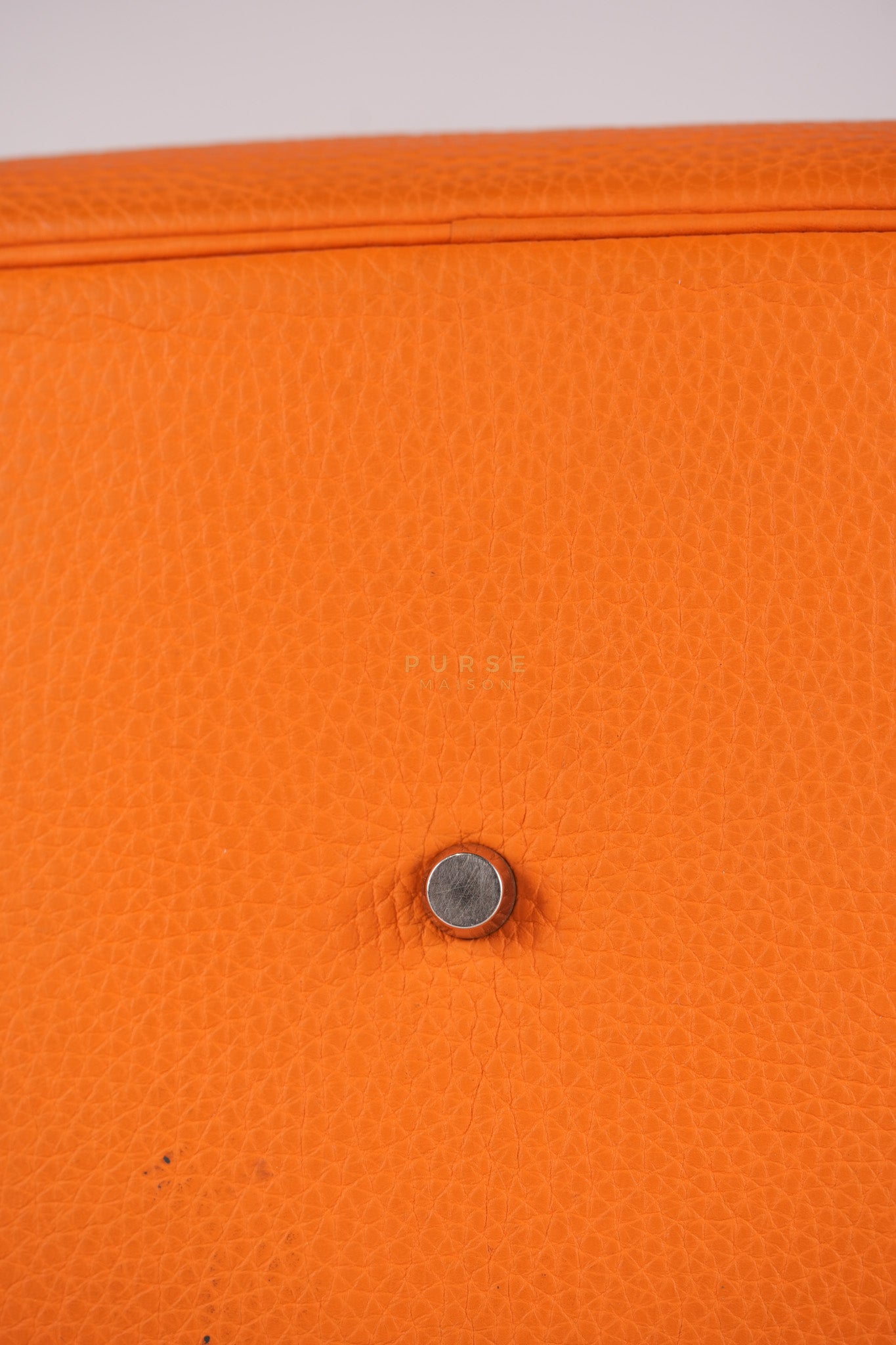 Lindy 36 Orange Clemence Leather Palladium Hardware Stamp Square O(2011) | Purse Maison Luxury Bags Shop