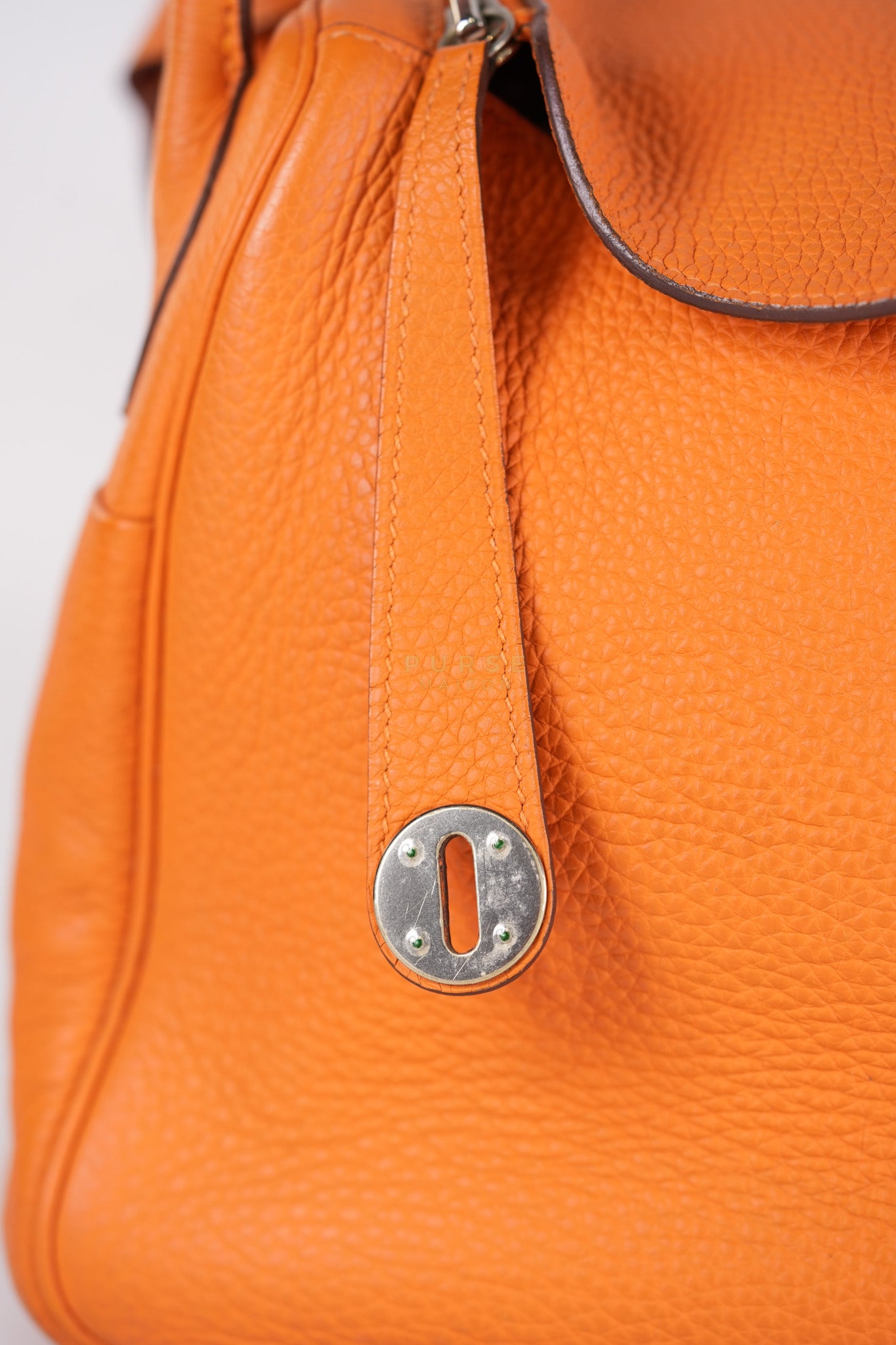 Lindy 36 Orange Clemence Leather Palladium Hardware Stamp Square O(2011) | Purse Maison Luxury Bags Shop