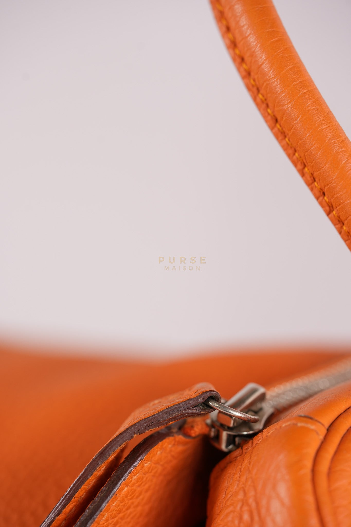 Lindy 36 Orange Clemence Leather Palladium Hardware Stamp Square O(2011) | Purse Maison Luxury Bags Shop