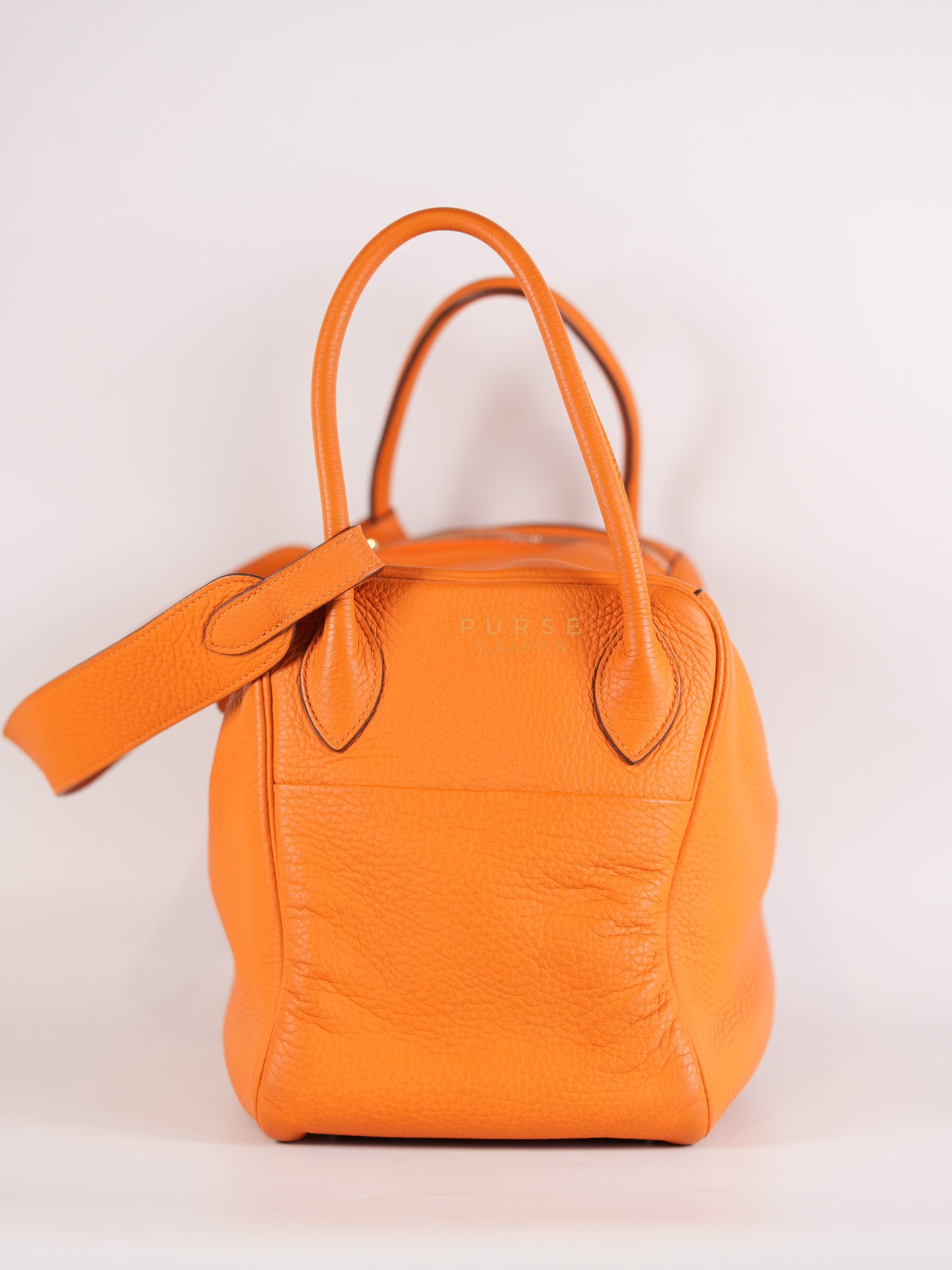 Lindy 36 Orange Clemence Leather Palladium Hardware Stamp Square O(2011) | Purse Maison Luxury Bags Shop