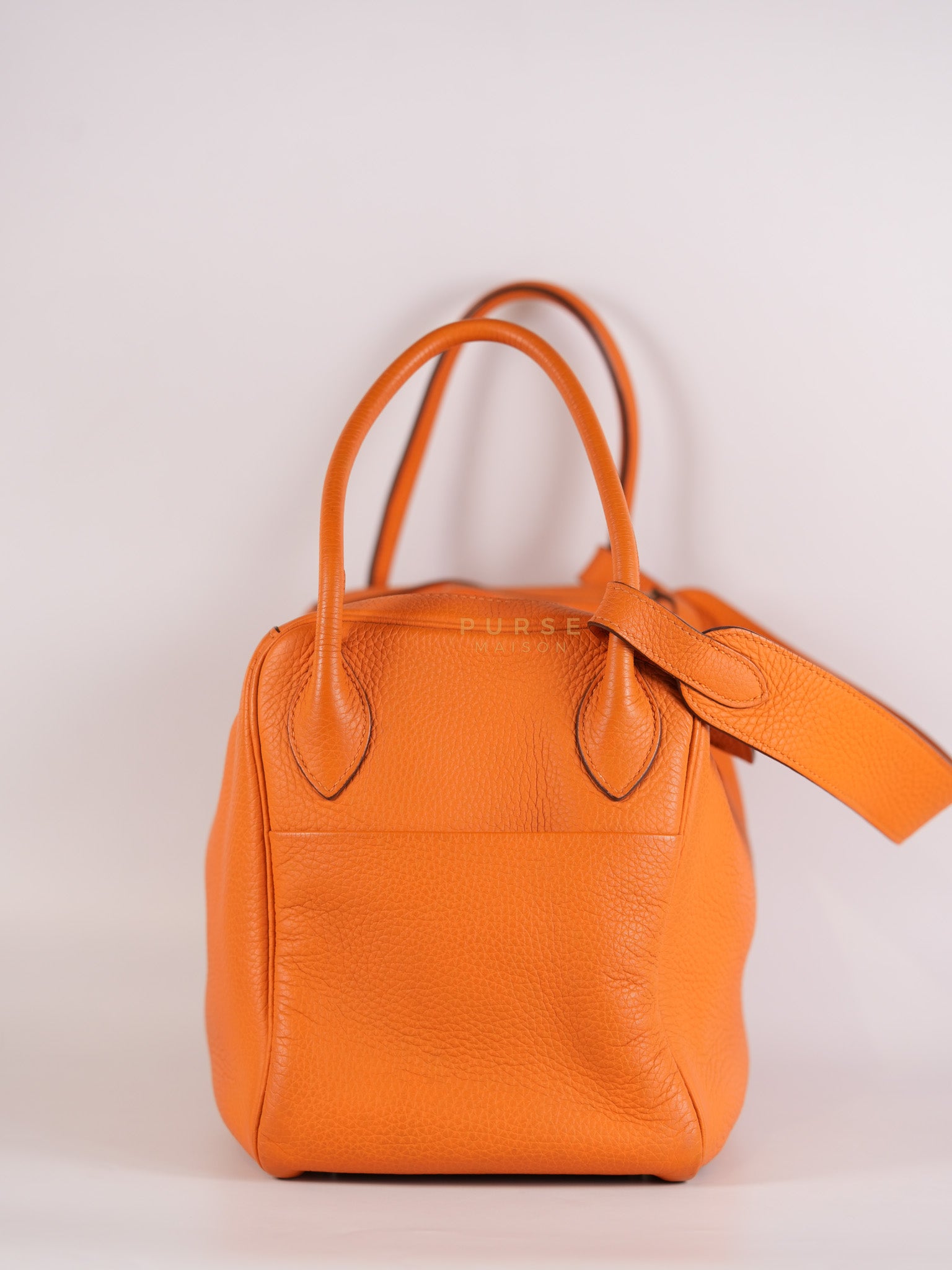 Lindy 36 Orange Clemence Leather Palladium Hardware Stamp Square O(2011) | Purse Maison Luxury Bags Shop
