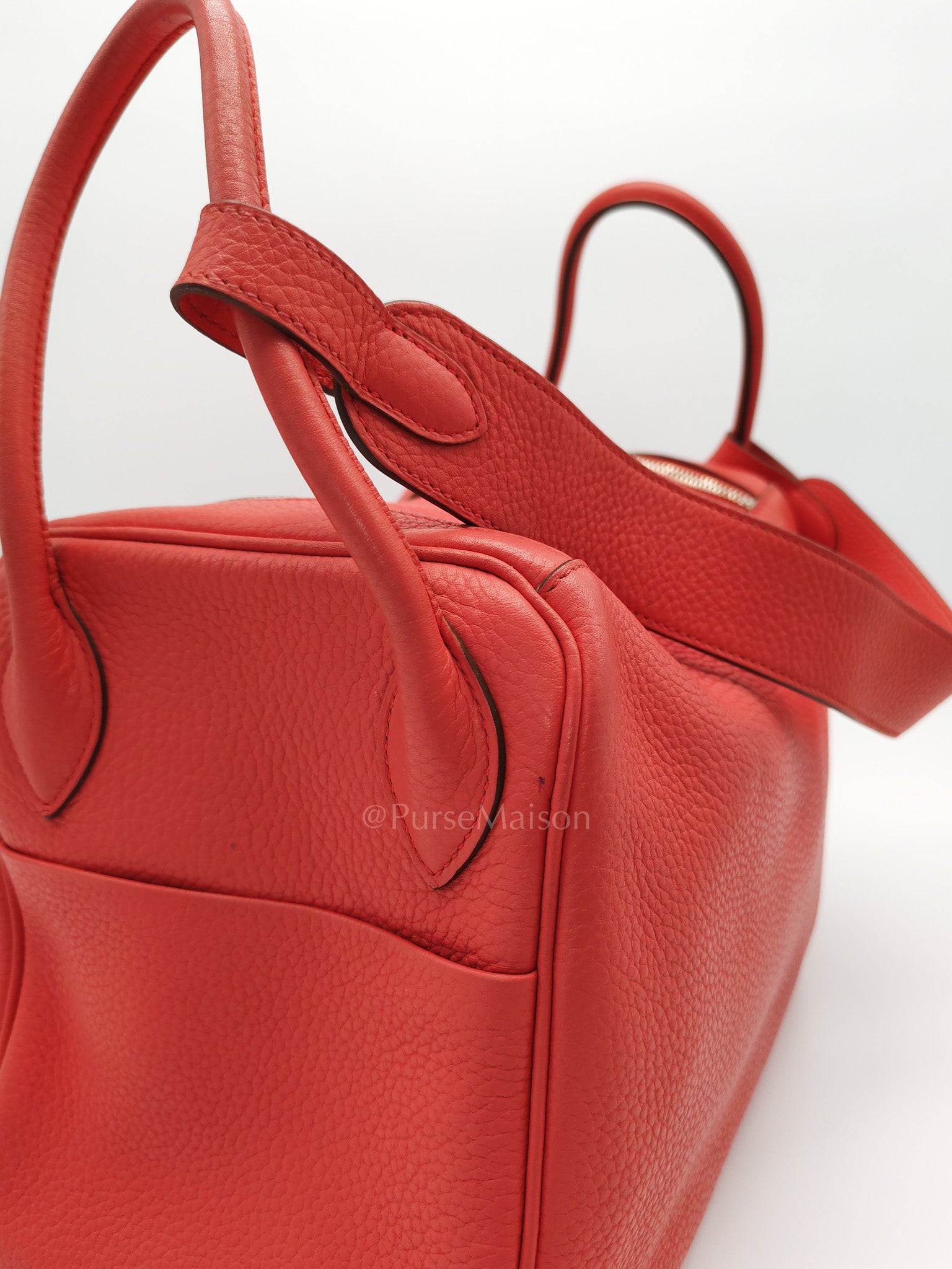 Lindy 34 Salmon Pink Clemence Leather in Palladium Hardware Stamp N Square(2010) | Purse Maison Luxury Bags Shop