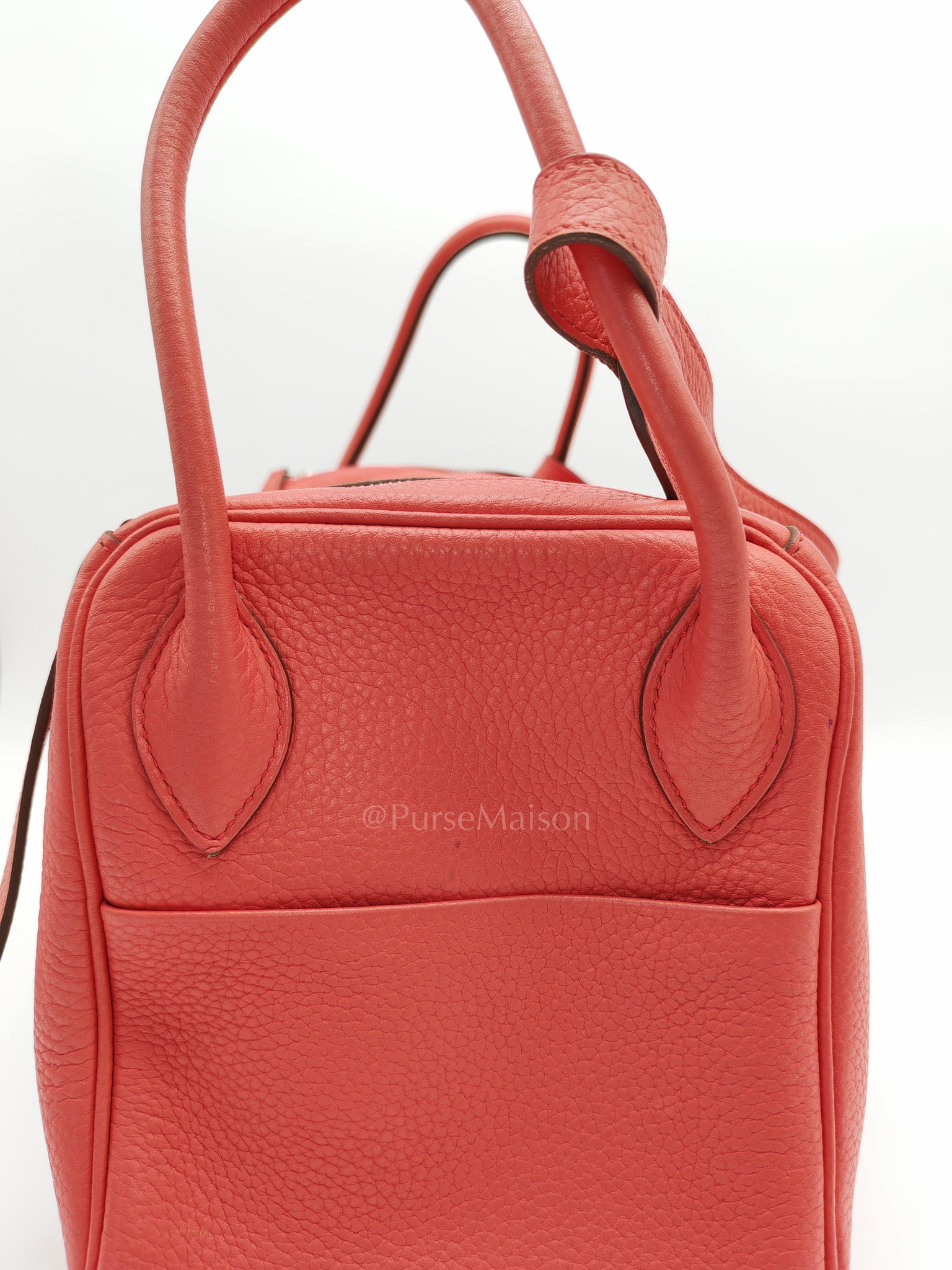 Lindy 34 Salmon Pink Clemence Leather in Palladium Hardware Stamp N Square(2010) | Purse Maison Luxury Bags Shop