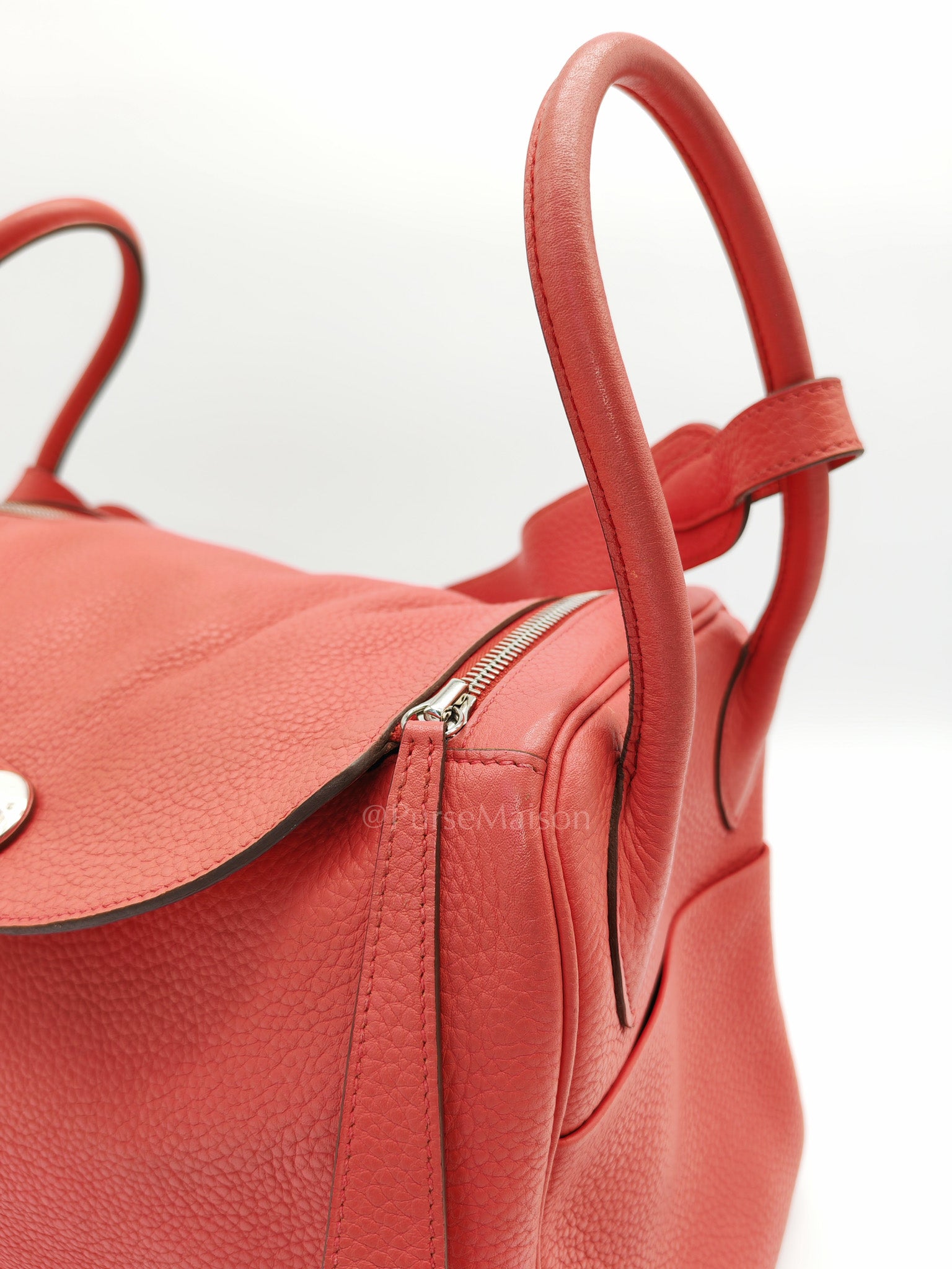 Lindy 34 Salmon Pink Clemence Leather in Palladium Hardware Stamp N Square(2010) | Purse Maison Luxury Bags Shop