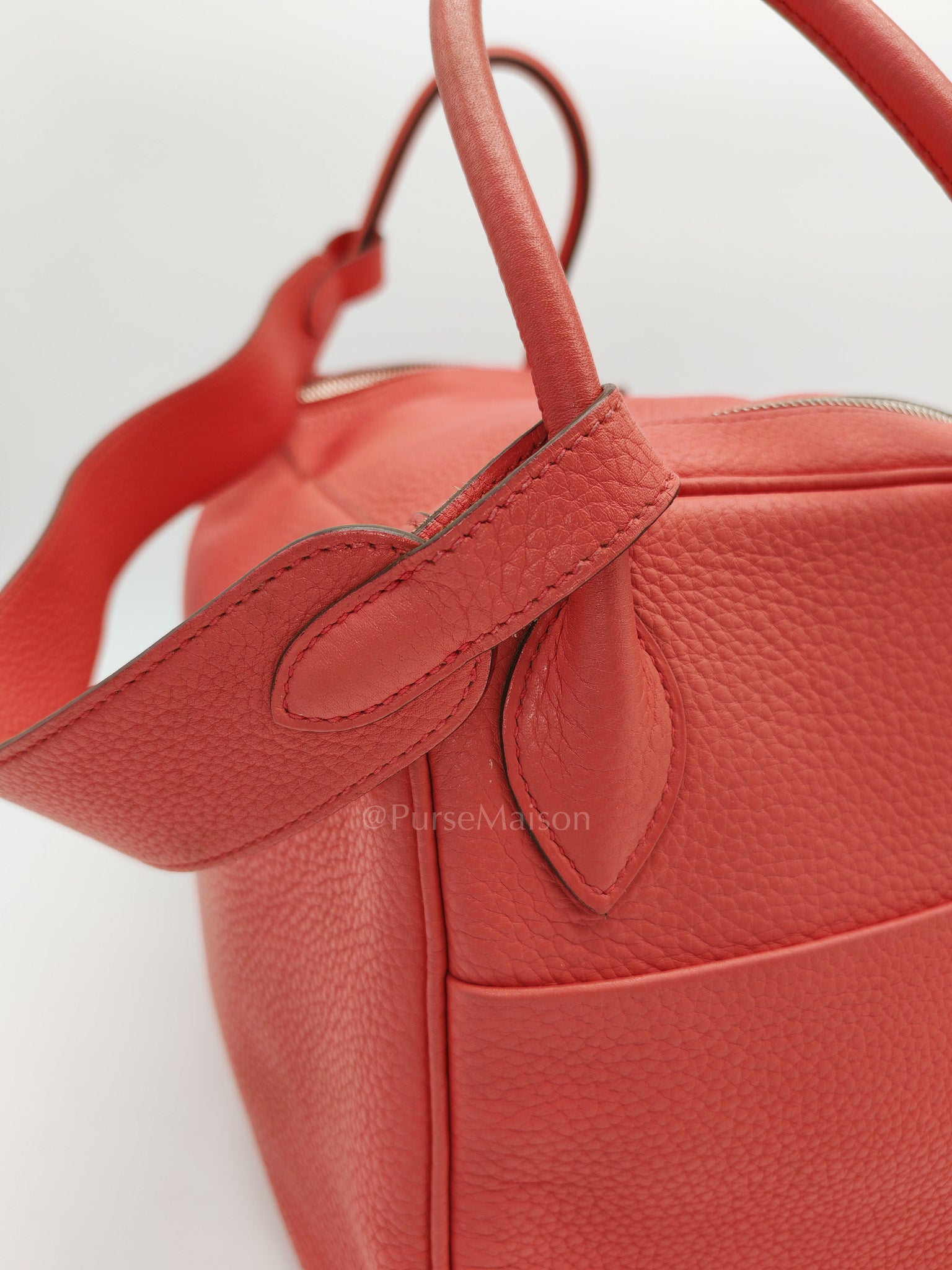 Lindy 34 Salmon Pink Clemence Leather in Palladium Hardware Stamp N Square(2010) | Purse Maison Luxury Bags Shop
