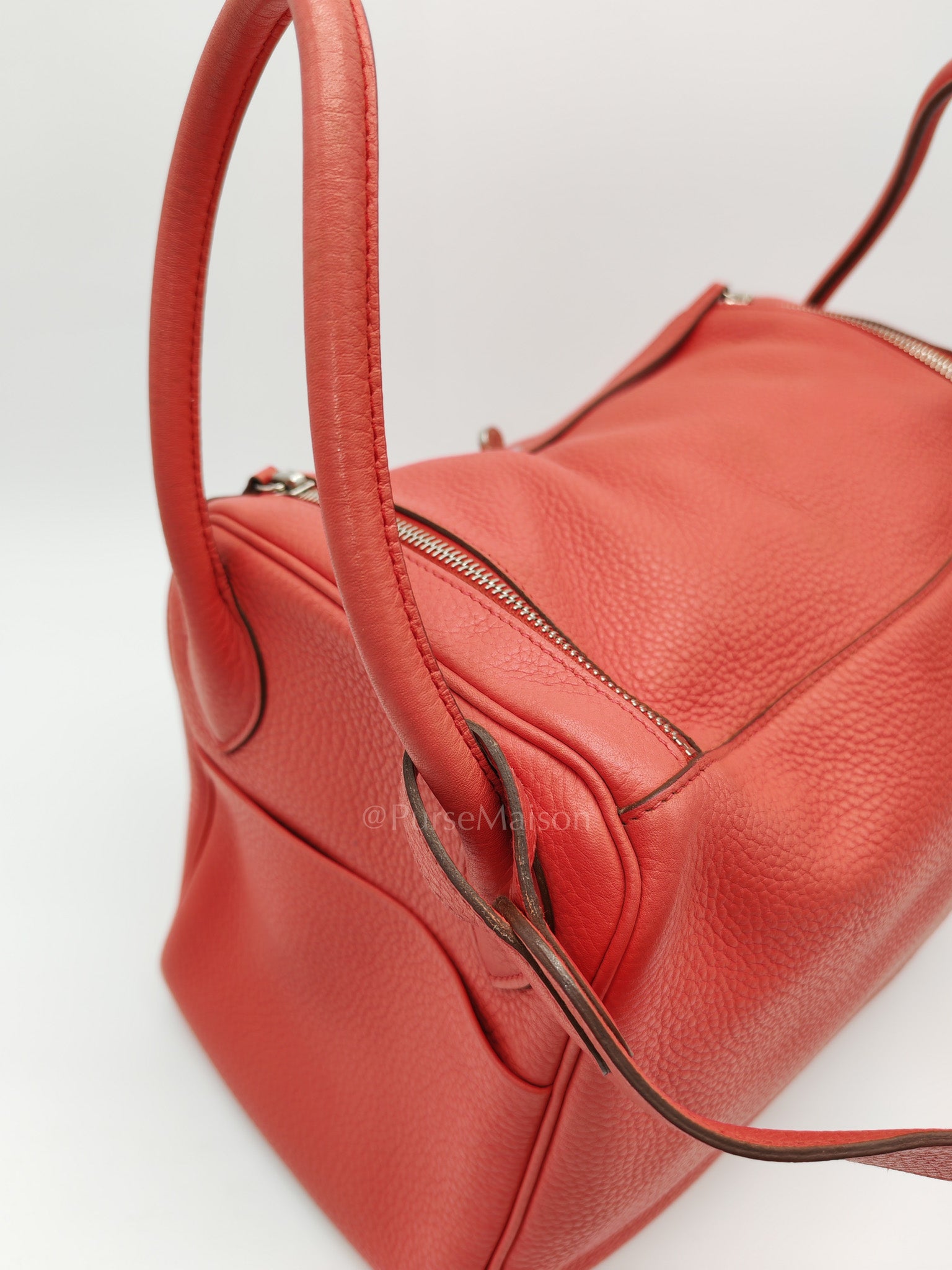 Lindy 34 Salmon Pink Clemence Leather in Palladium Hardware Stamp N Square(2010) | Purse Maison Luxury Bags Shop