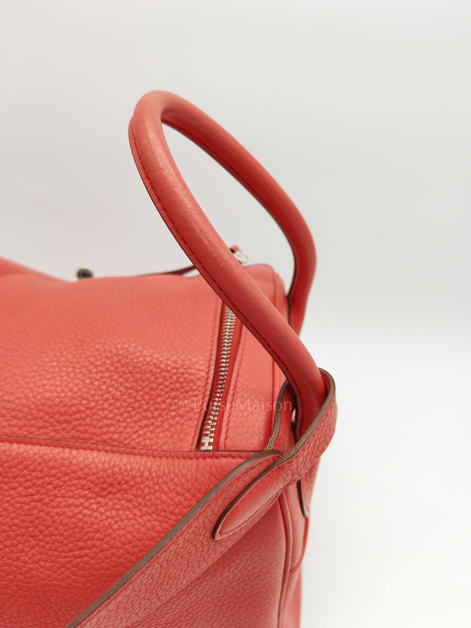 Lindy 34 Salmon Pink Clemence Leather in Palladium Hardware Stamp N Square(2010) | Purse Maison Luxury Bags Shop
