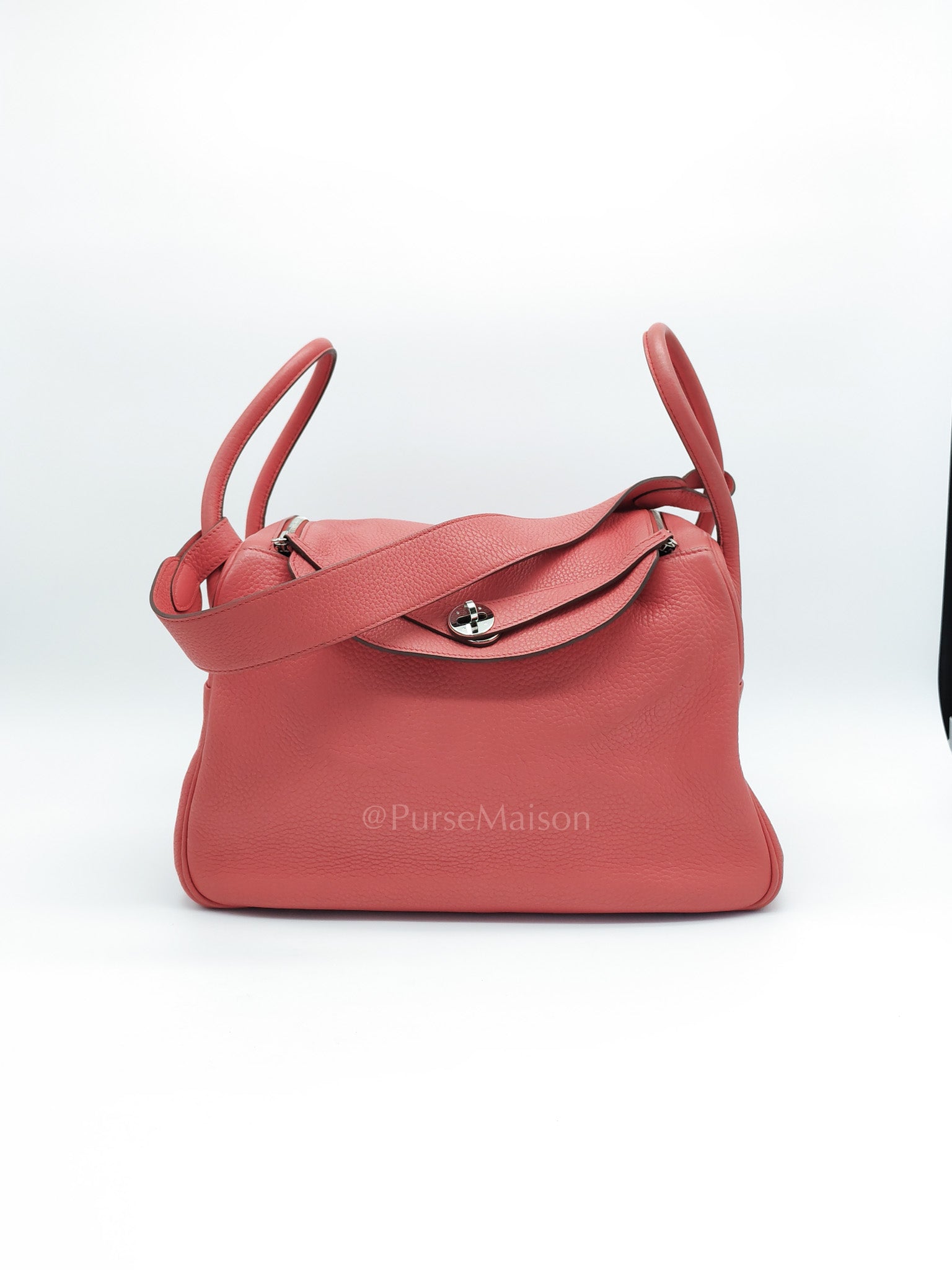 Lindy 34 Salmon Pink Clemence Leather in Palladium Hardware Stamp N Square(2010) | Purse Maison Luxury Bags Shop