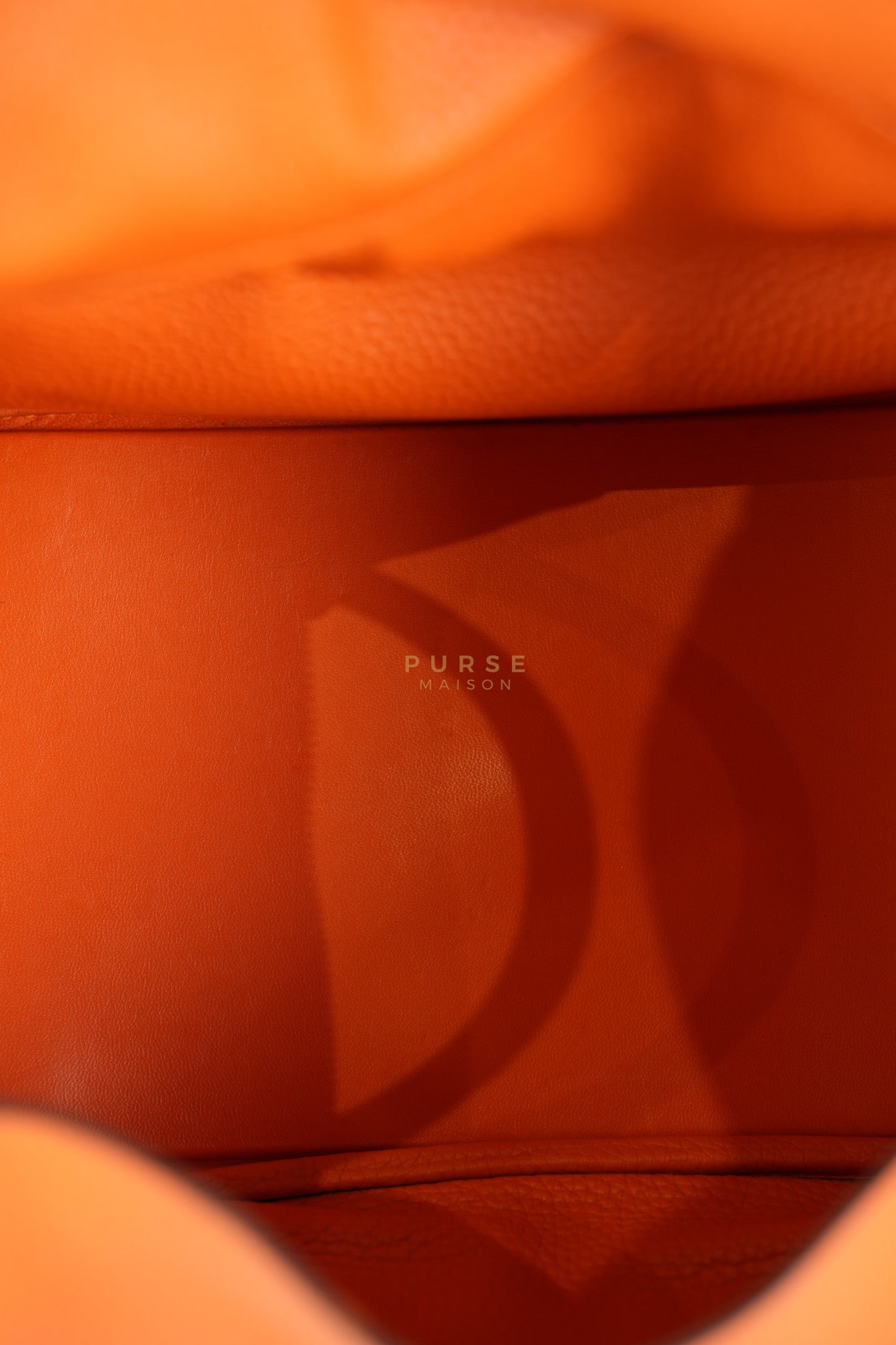 Lindy 36 in Feu (Orange) Clemence Leather and Palladium Hardware Stamp Square R (2014) | Purse Maison Luxury Bags Shop