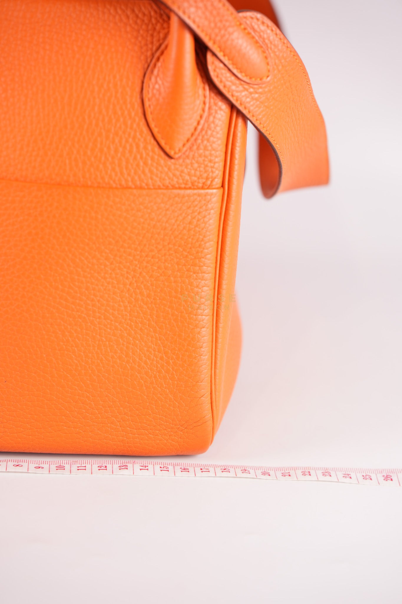 Lindy 36 in Feu (Orange) Clemence Leather and Palladium Hardware Stamp Square R (2014) | Purse Maison Luxury Bags Shop