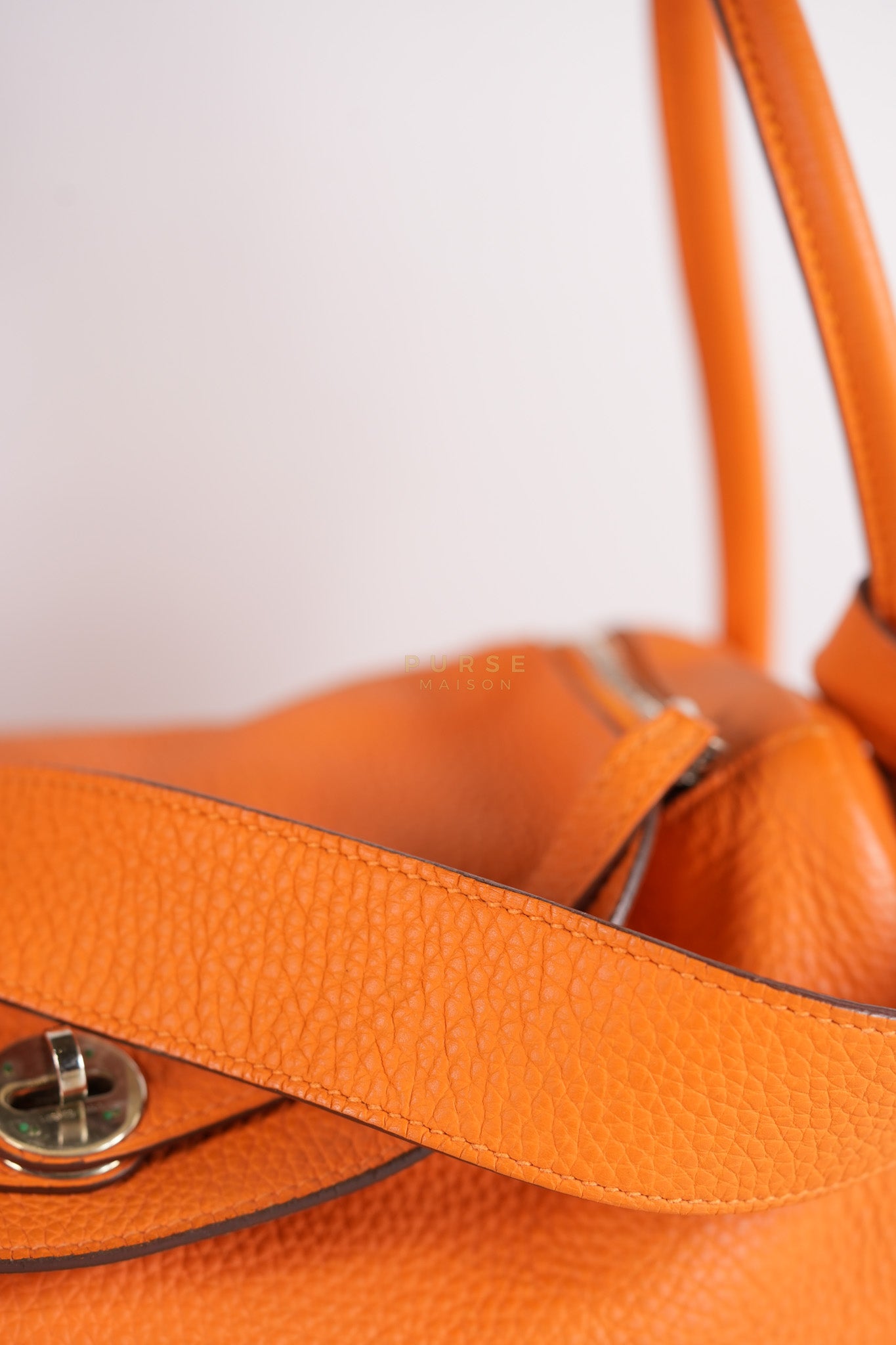 Lindy 36 Orange Clemence Leather Palladium Hardware Stamp Square O(2011) | Purse Maison Luxury Bags Shop