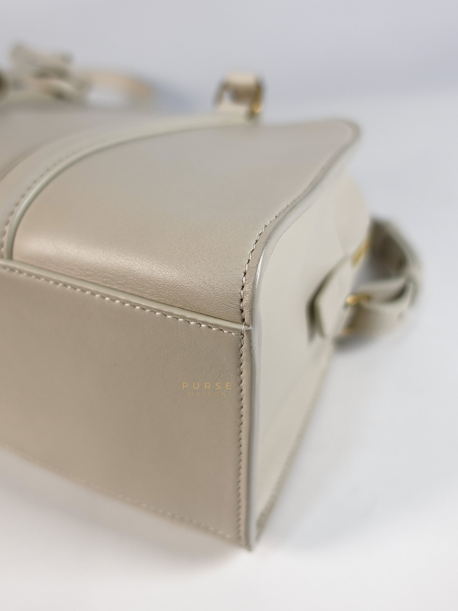 Lock Baby Duffle Crossbody Bag in Cream Calfskin Leather | Purse Maison Luxury Bags Shop
