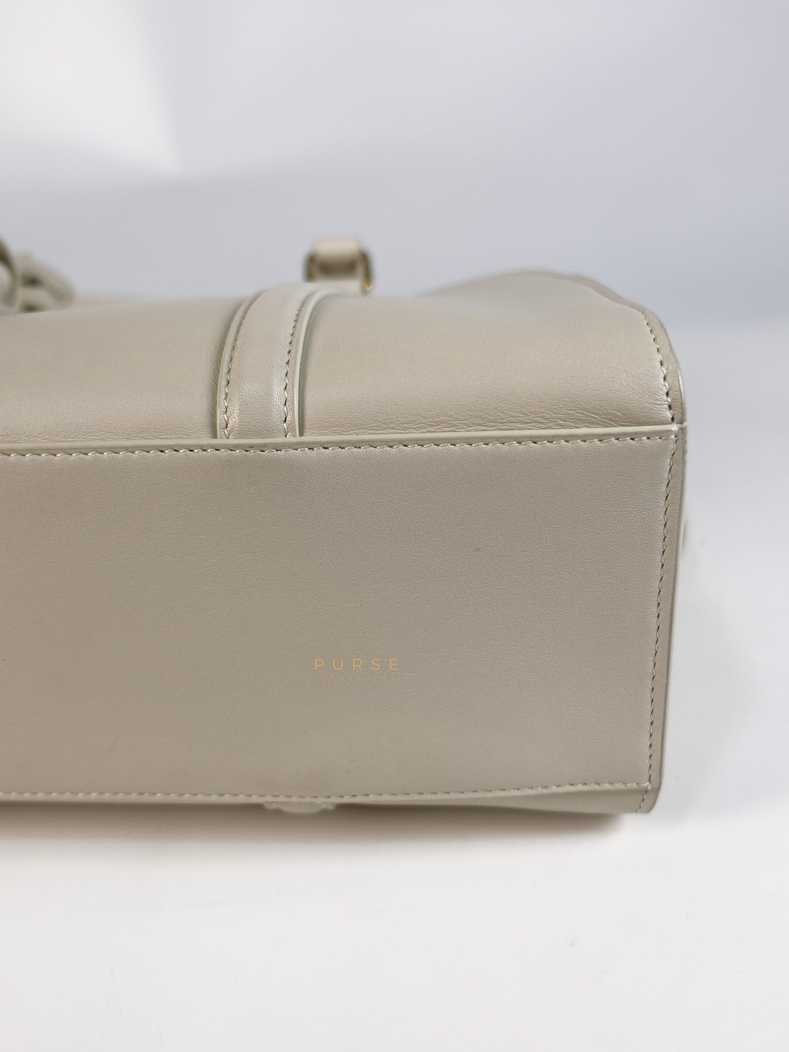 Lock Baby Duffle Crossbody Bag in Cream Calfskin Leather | Purse Maison Luxury Bags Shop