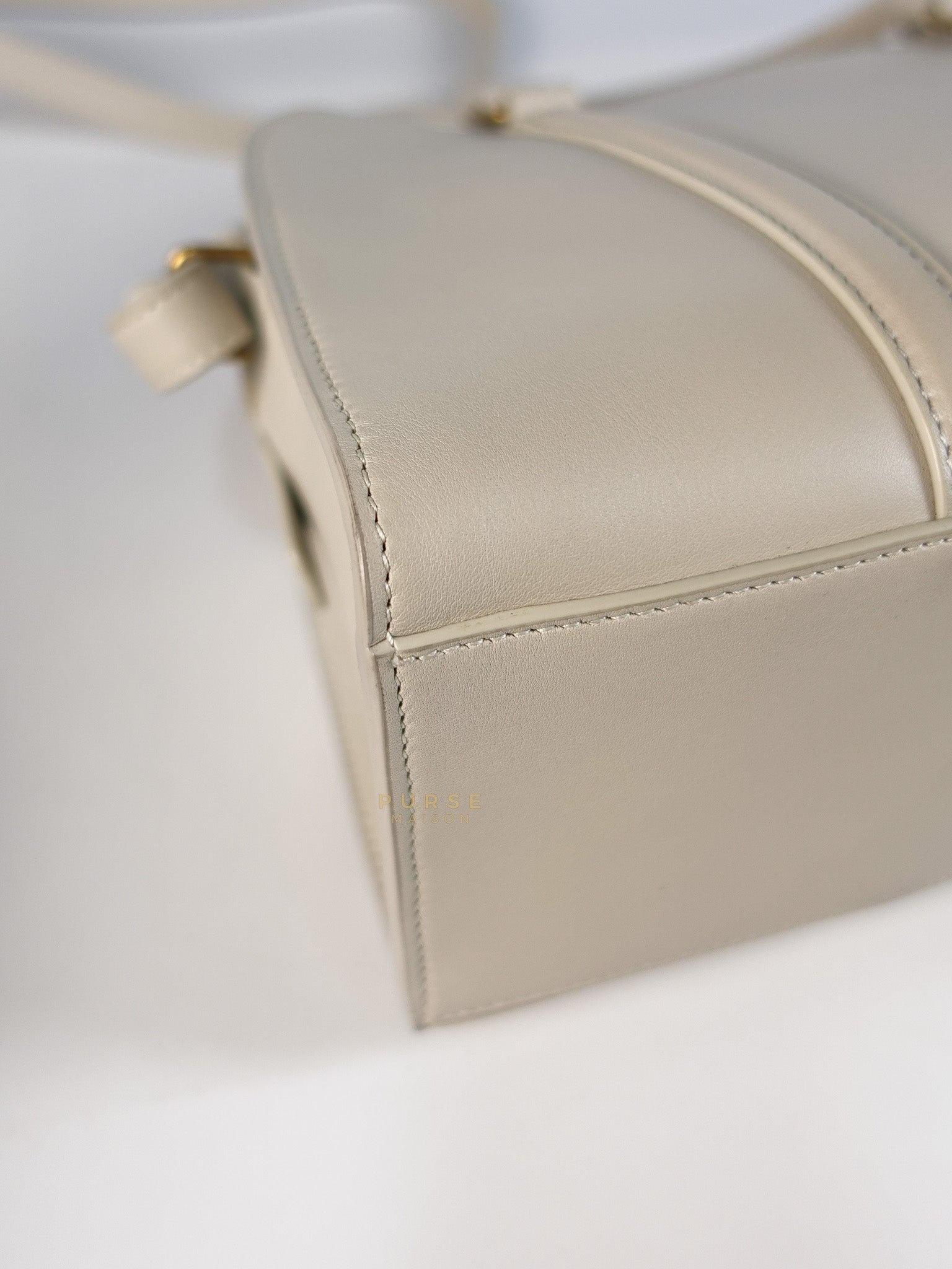 Lock Baby Duffle Crossbody Bag in Cream Calfskin Leather | Purse Maison Luxury Bags Shop