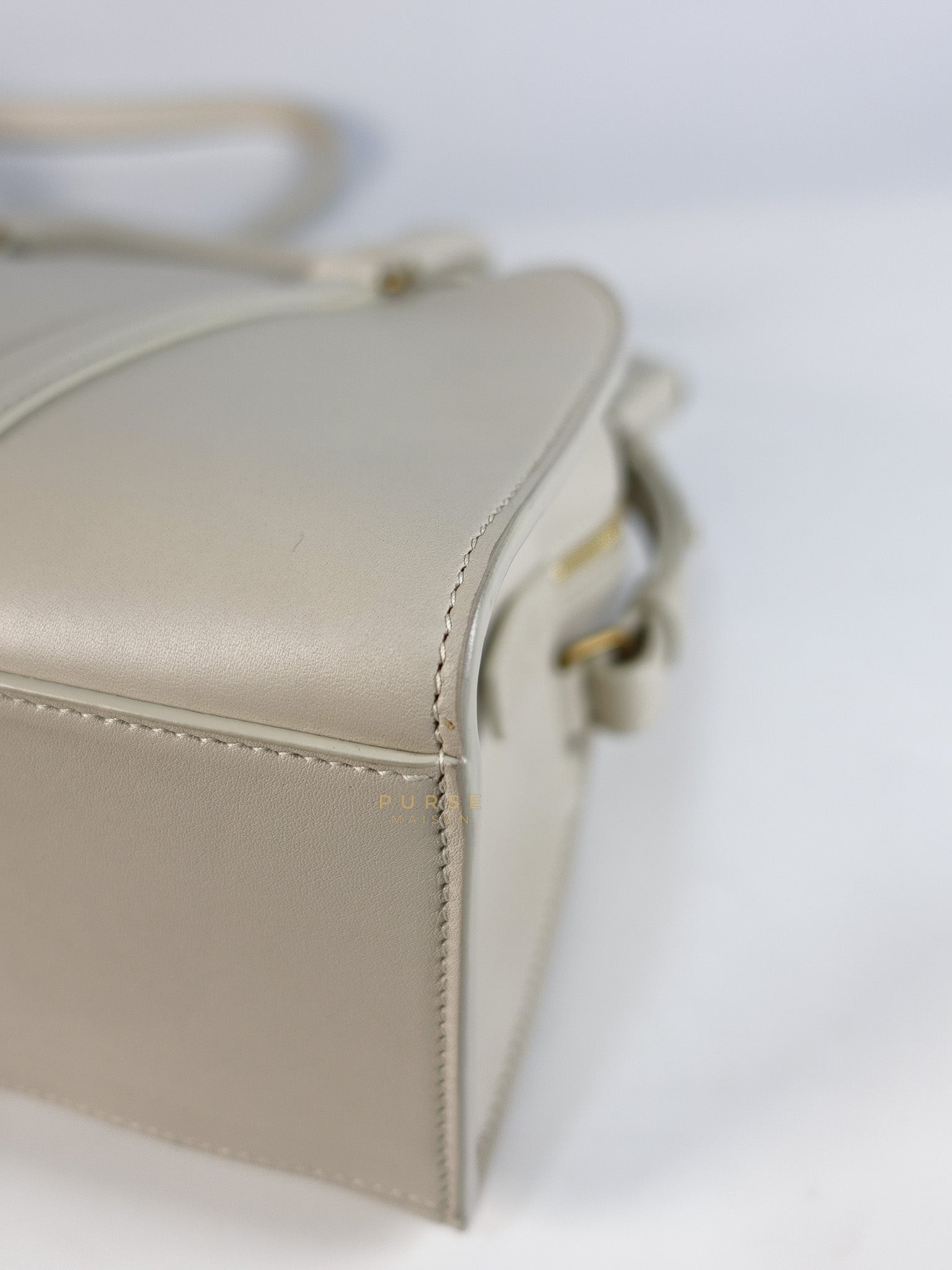 Lock Baby Duffle Crossbody Bag in Cream Calfskin Leather | Purse Maison Luxury Bags Shop