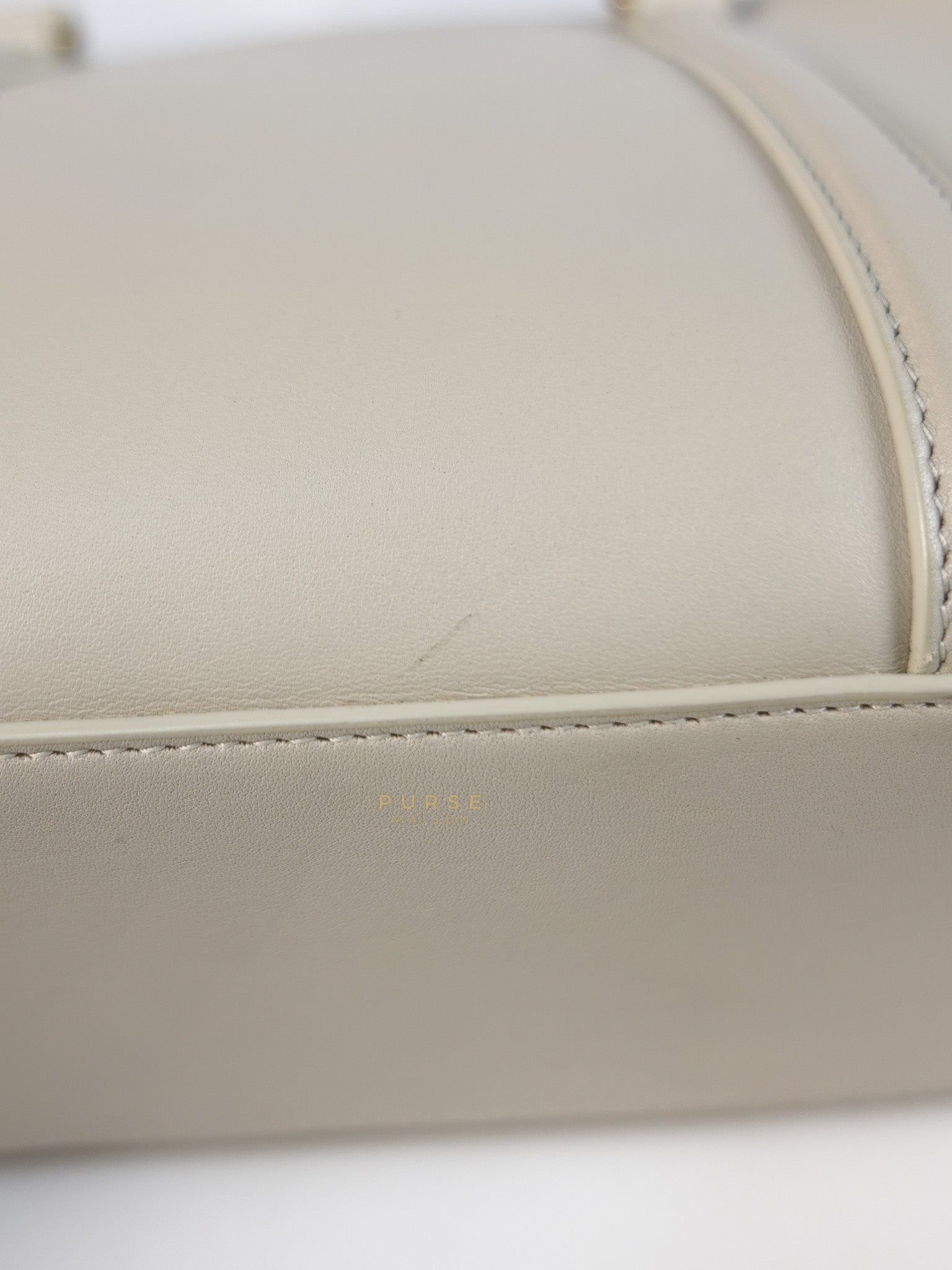 Lock Baby Duffle Crossbody Bag in Cream Calfskin Leather | Purse Maison Luxury Bags Shop