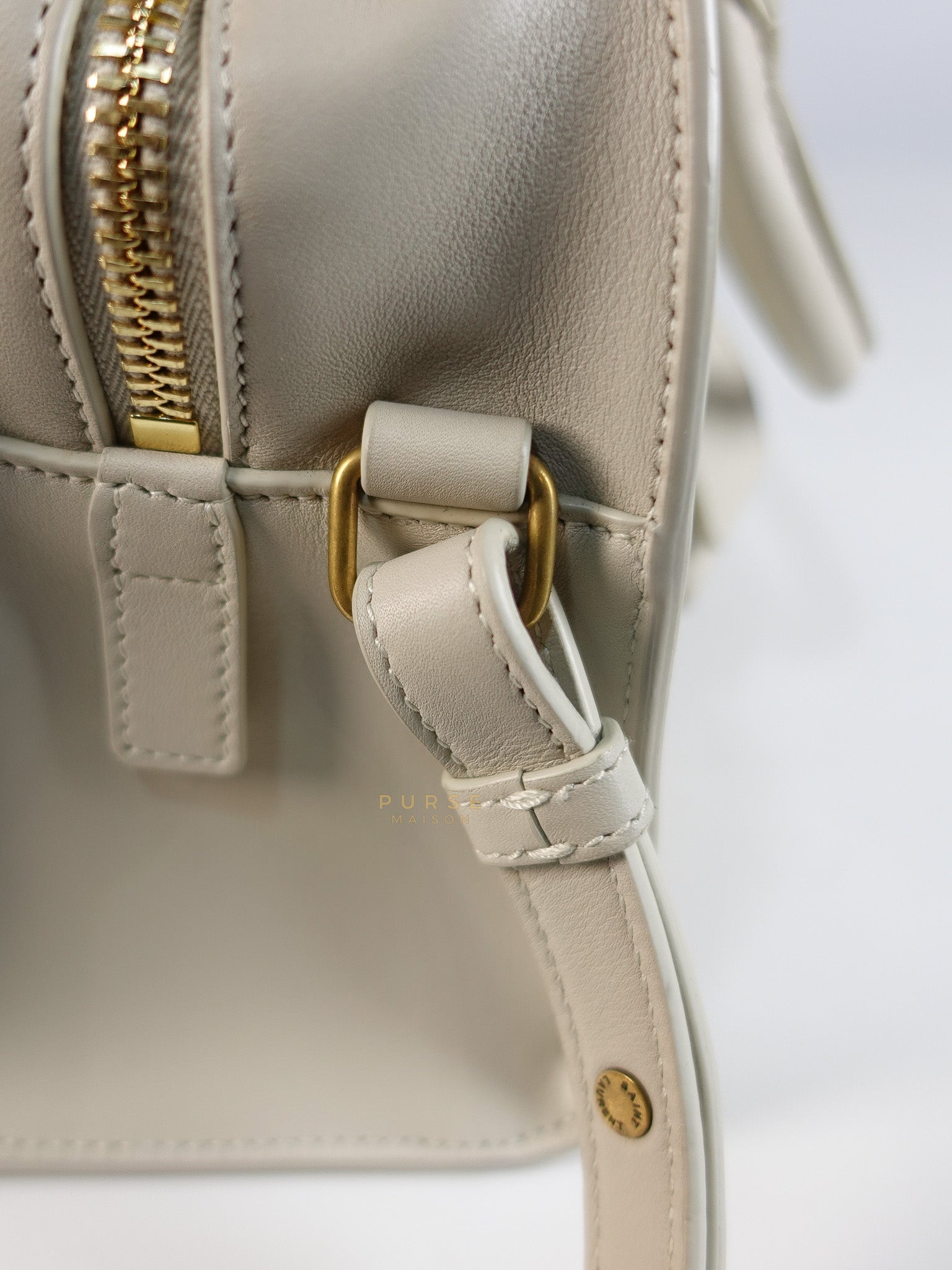 Lock Baby Duffle Crossbody Bag in Cream Calfskin Leather | Purse Maison Luxury Bags Shop