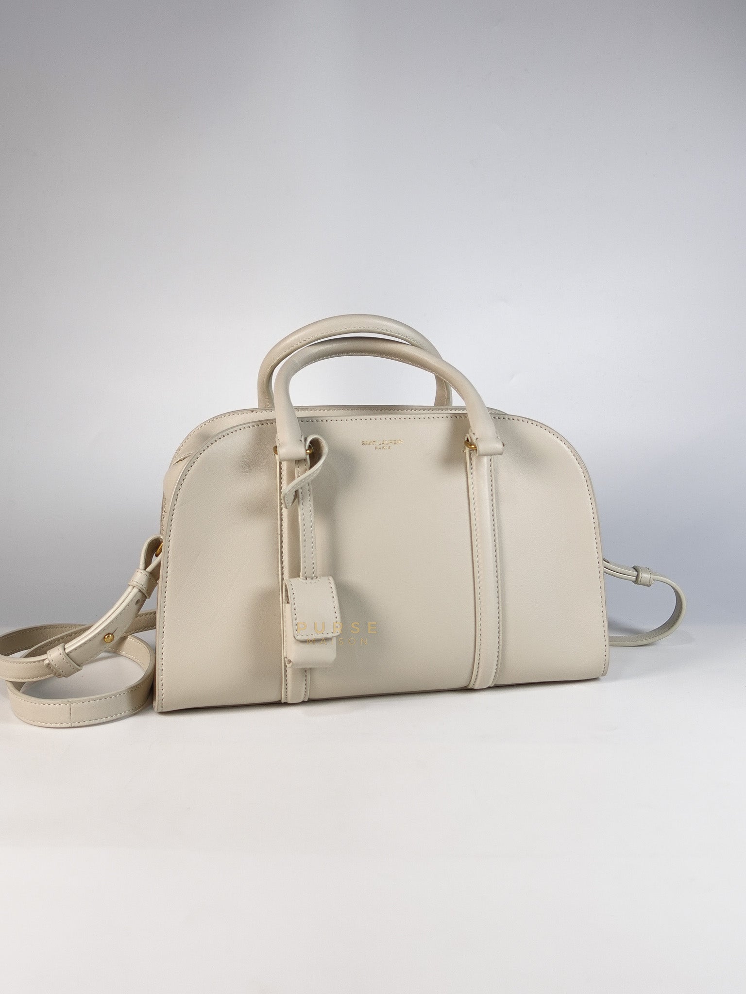 Lock Baby Duffle Crossbody Bag in Cream Calfskin Leather | Purse Maison Luxury Bags Shop