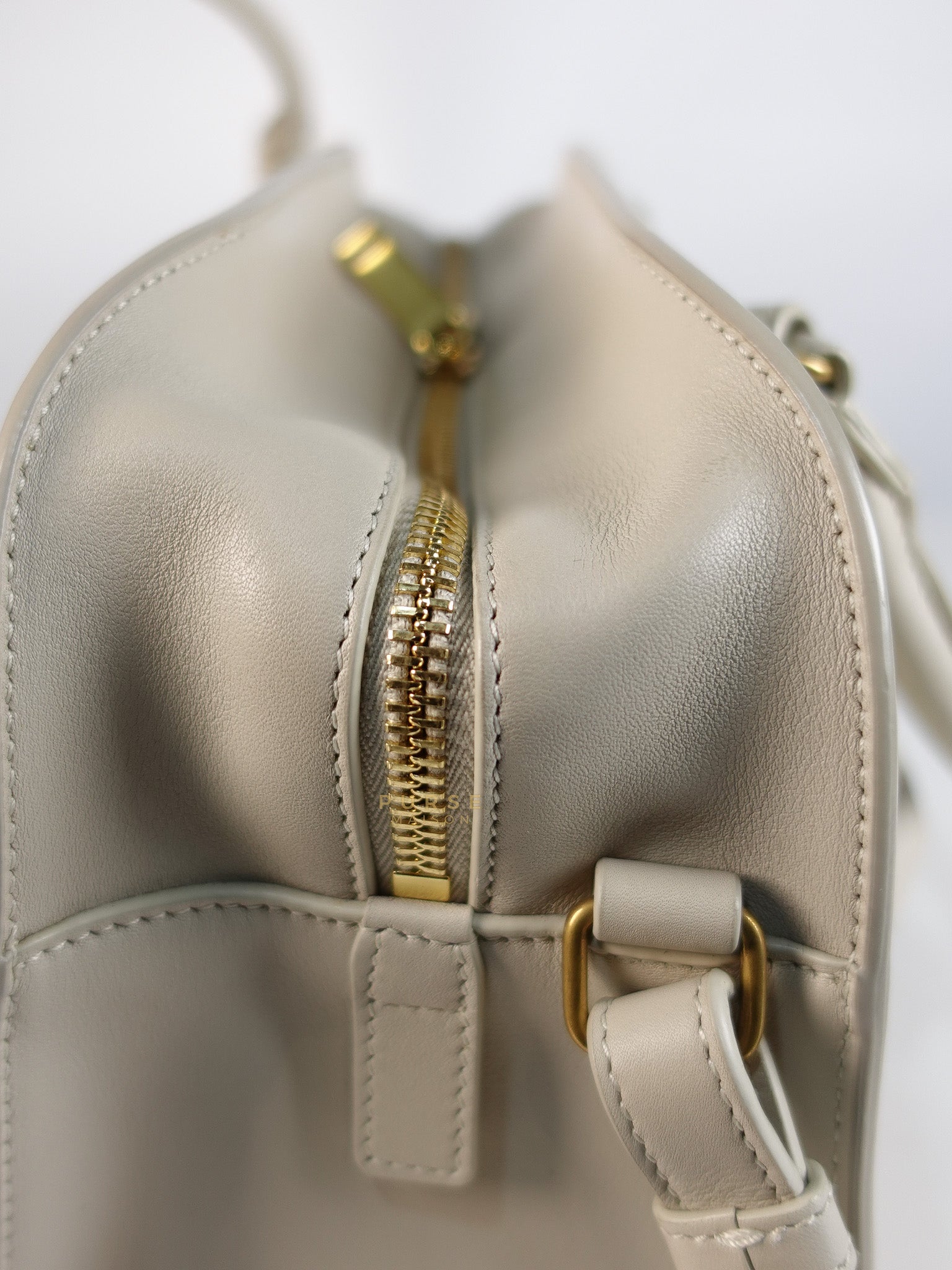 Lock Baby Duffle Crossbody Bag in Cream Calfskin Leather | Purse Maison Luxury Bags Shop