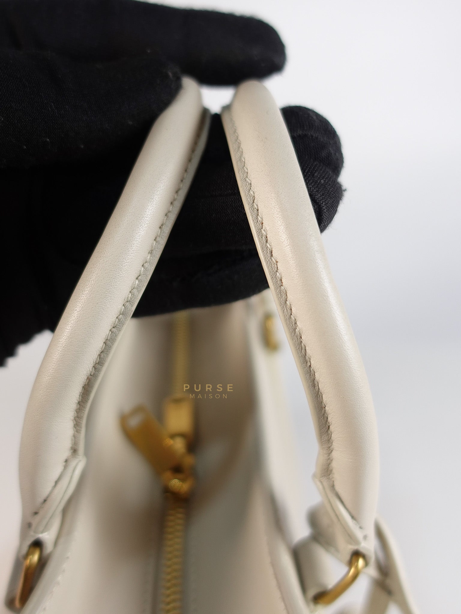 Lock Baby Duffle Crossbody Bag in Cream Calfskin Leather | Purse Maison Luxury Bags Shop