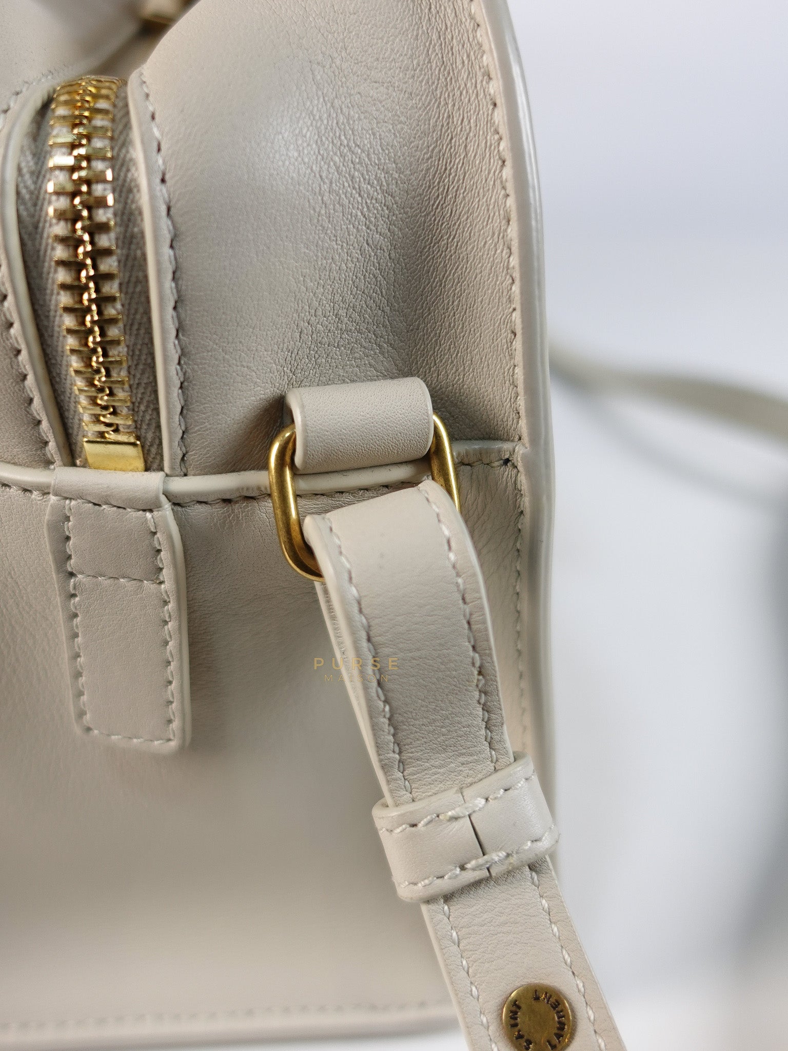 Lock Baby Duffle Crossbody Bag in Cream Calfskin Leather | Purse Maison Luxury Bags Shop