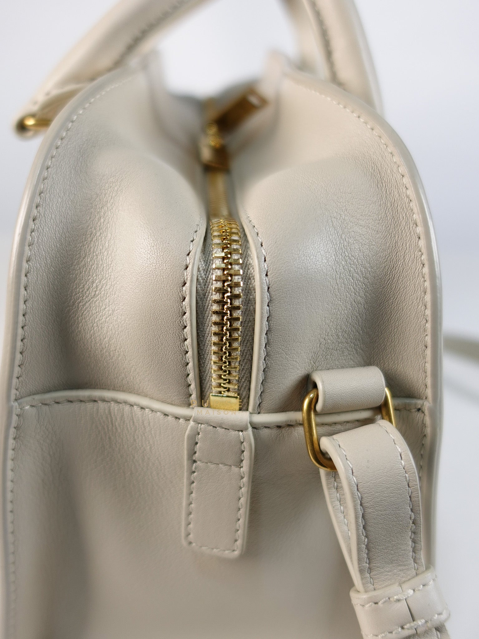 Lock Baby Duffle Crossbody Bag in Cream Calfskin Leather | Purse Maison Luxury Bags Shop